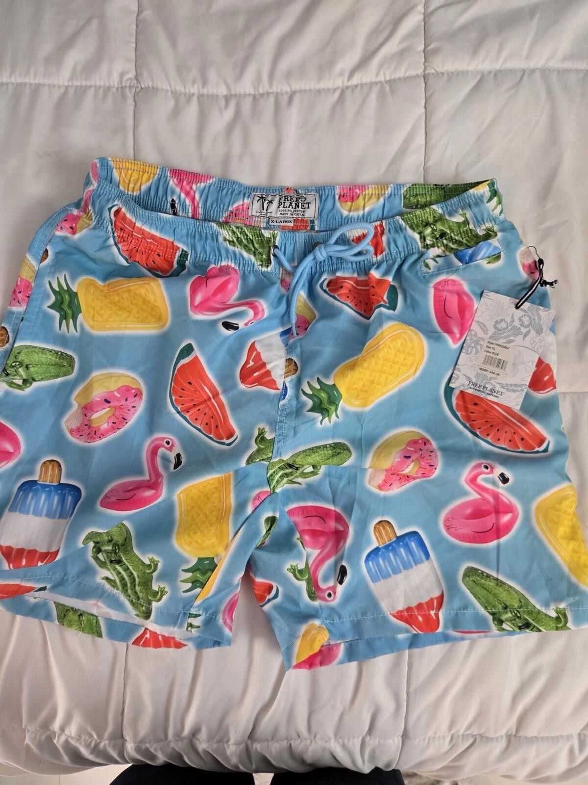 Free Planet NWT Free Planet Swim Trunk Shorts Mens XL Flamingo Print Size US 36 / EU 52 - 1 Thumbnail