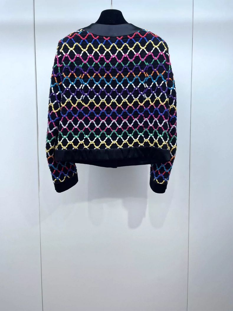 Chanel Chanel 22S colorful diamond checkered woven jacket 2504-Nex Size XXS / US 00 / IT 34 - 2 Thumbnail