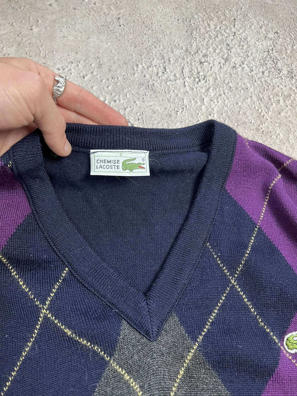 Lacoste × Vintage Vintage Lacoste Knit Wool Vneck Cardigan Sweater Size US M / EU 48-50 / 2 - 5 Thumbnail