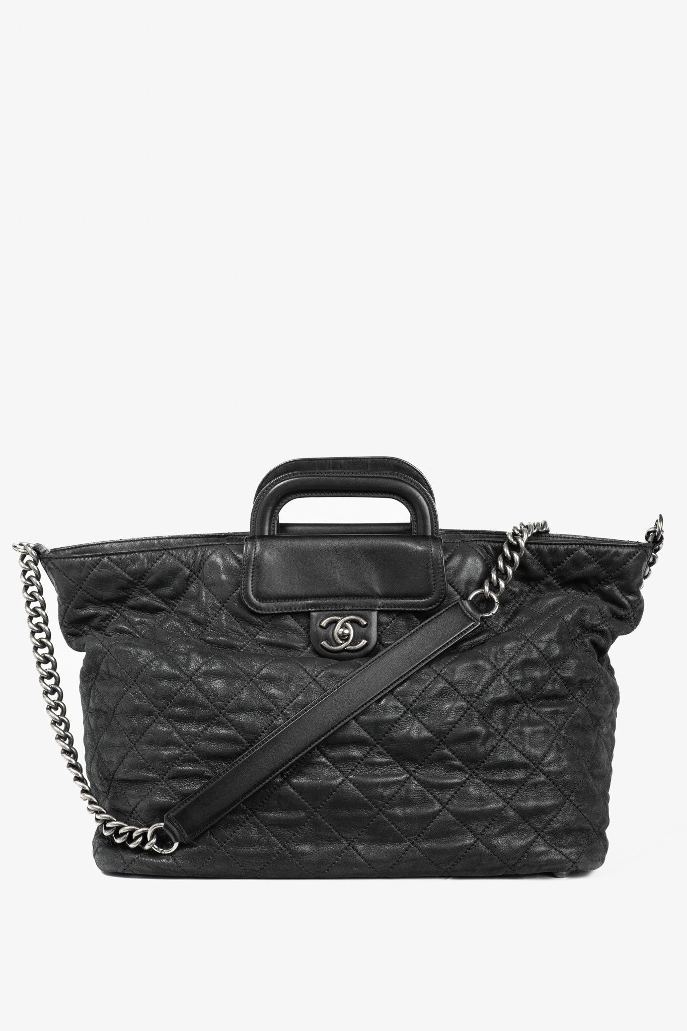 Chanel In-The-Mix Black Iridescent Calfskin Quilted Tote