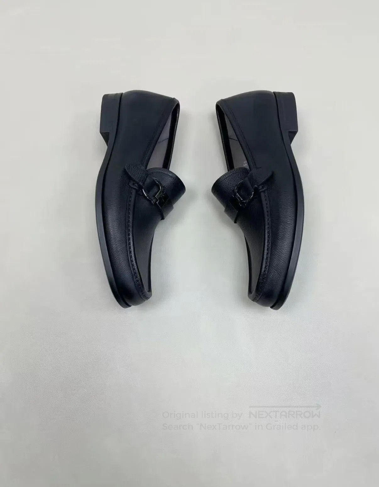Salvatore Ferragamo Black Leather Slip-On Loafers with Buckle Accent. Size US 6.5 / EU 39-40 - 3 Thumbnail