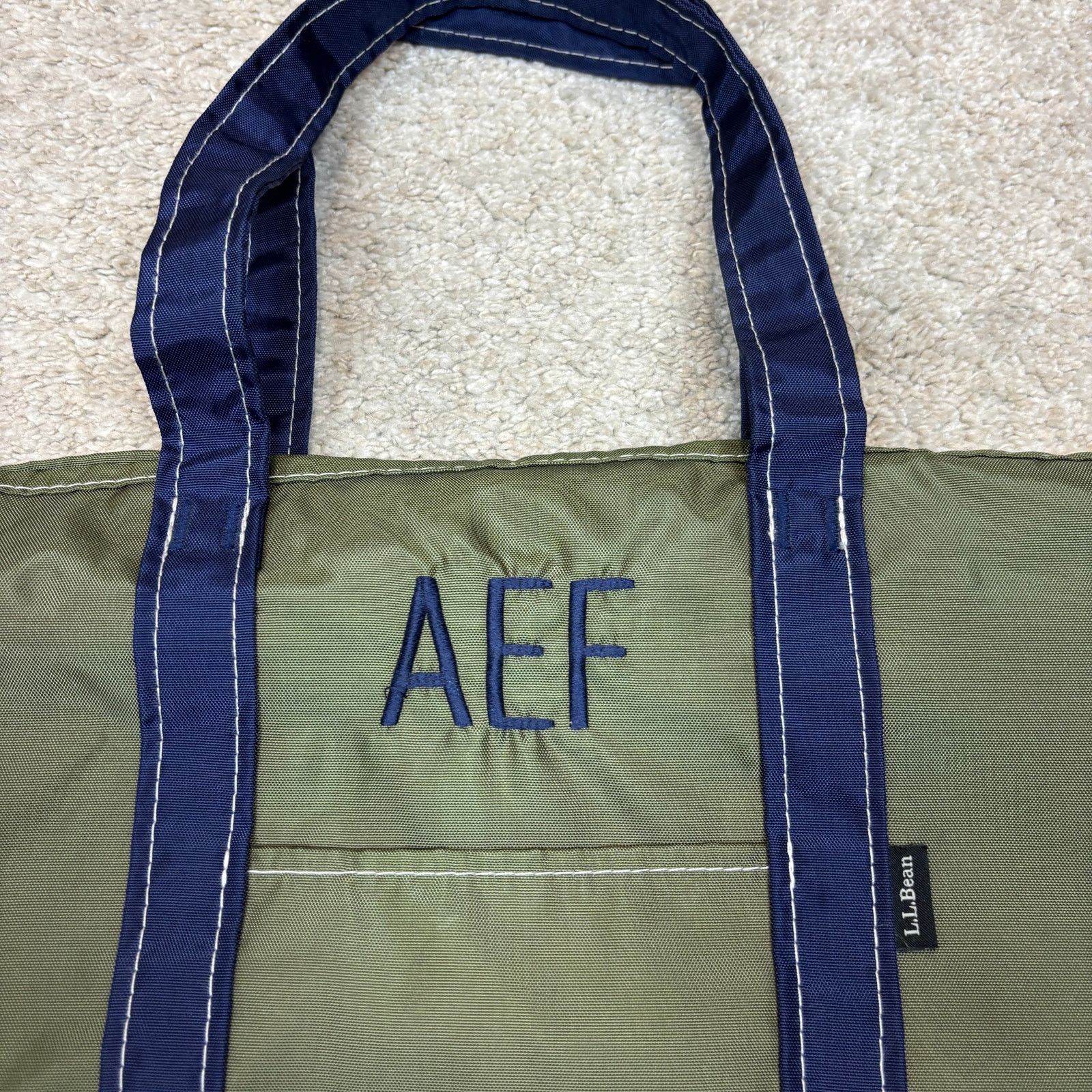 L.L. Bean LL Bean Nylon Boat and Tote Bag Navy Green Rare 23x15" Size ONE SIZE - 2 Thumbnail