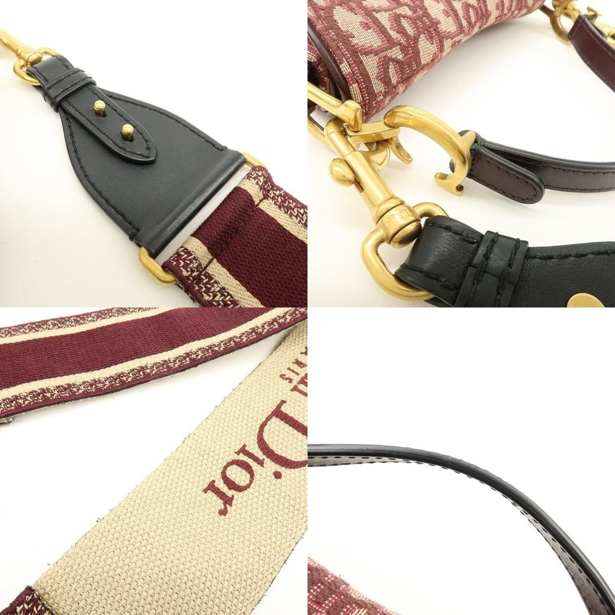 Christian Dior Monsieur Christian Dior Oblique Saddle Bag Canvas Shoulder Burgundy Size ONE SIZE - 4 Thumbnail