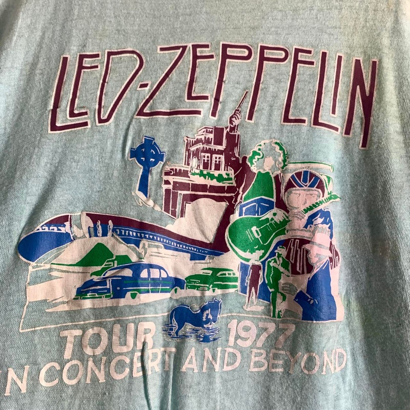 Vintage 1977 LED ZEPPELIN US Tour SWAN SONG double sided tee shirt Size US XL / EU 56 / 4 - 1 Thumbnail