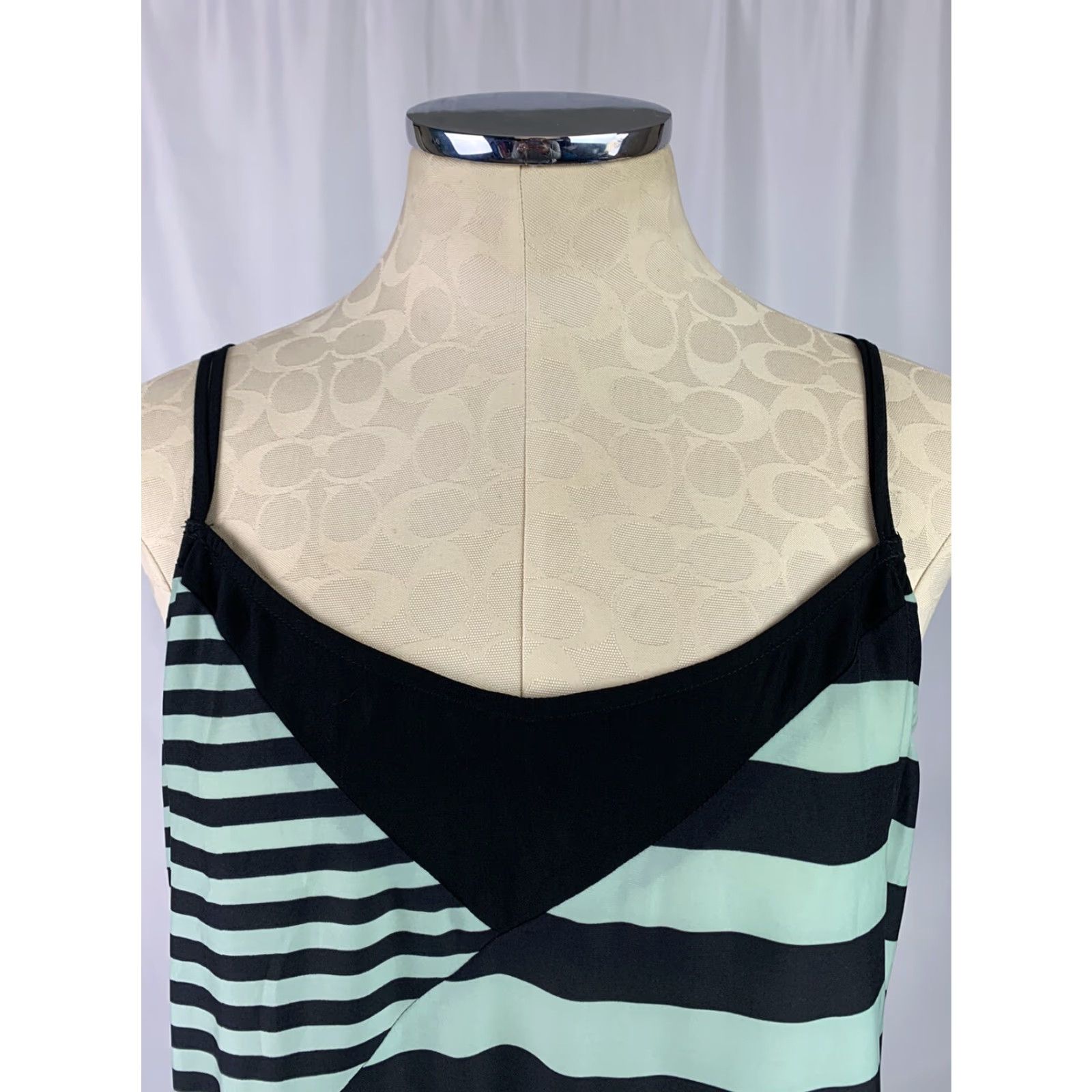 Urban Outfitters VINTAGE Large Silence + Noise Urban Outfitters Slip Dress Women's Stripe Moss Sheer Size L / US 10 / IT 46 - 3 Thumbnail