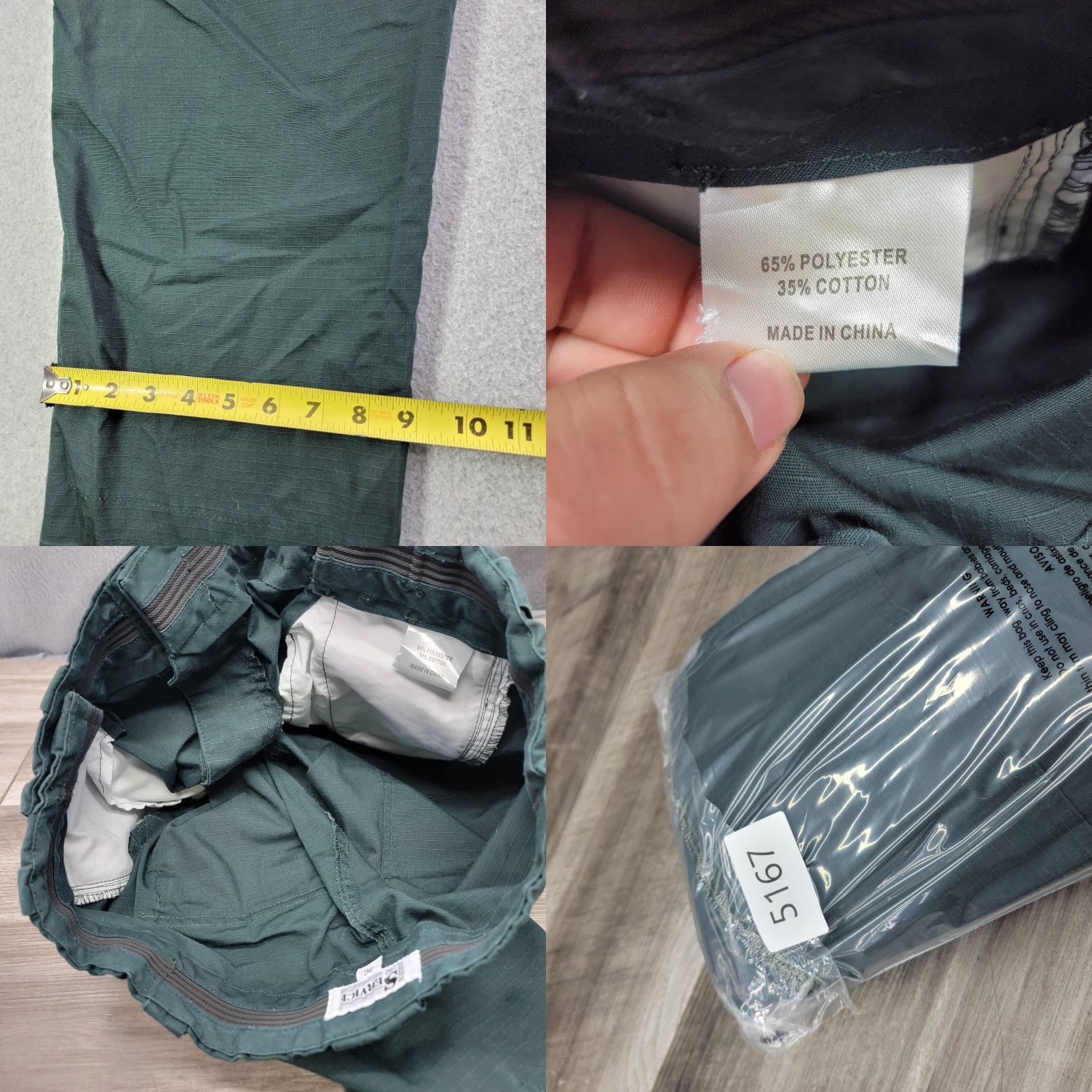 Vintage In Service Pants Mens 36x30 Green Cargo Lightweight Ripstop Workwear Elastic Waist Pockets Casual, Workwear Mens Pants 36x30 Green Size US 36 / EU 52 - 9 Thumbnail