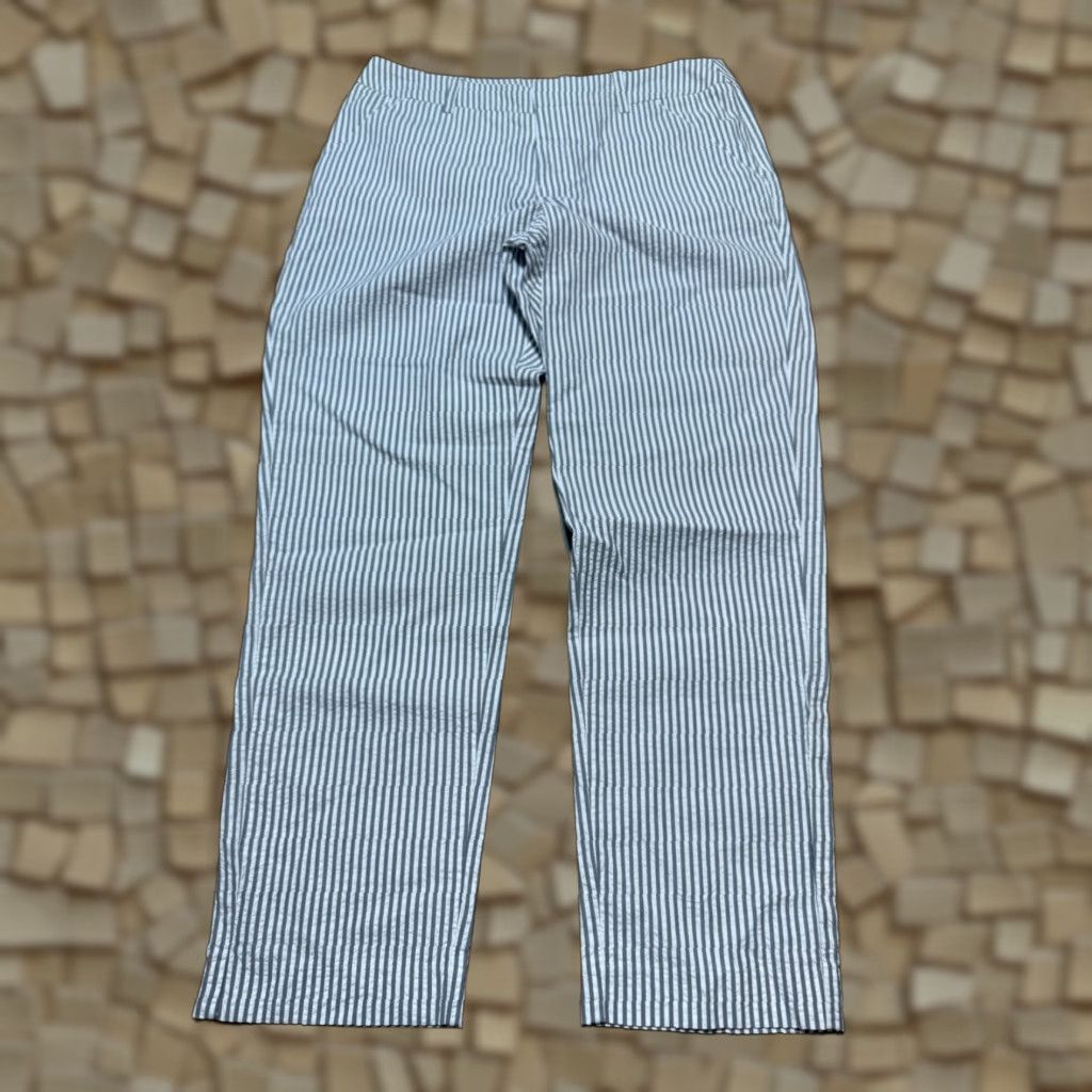 Merona Merona Pants Women's 8 Grey White Striped Flat Front Classic Pants Women Size 30" / US 8 / IT 44 - 1 Thumbnail