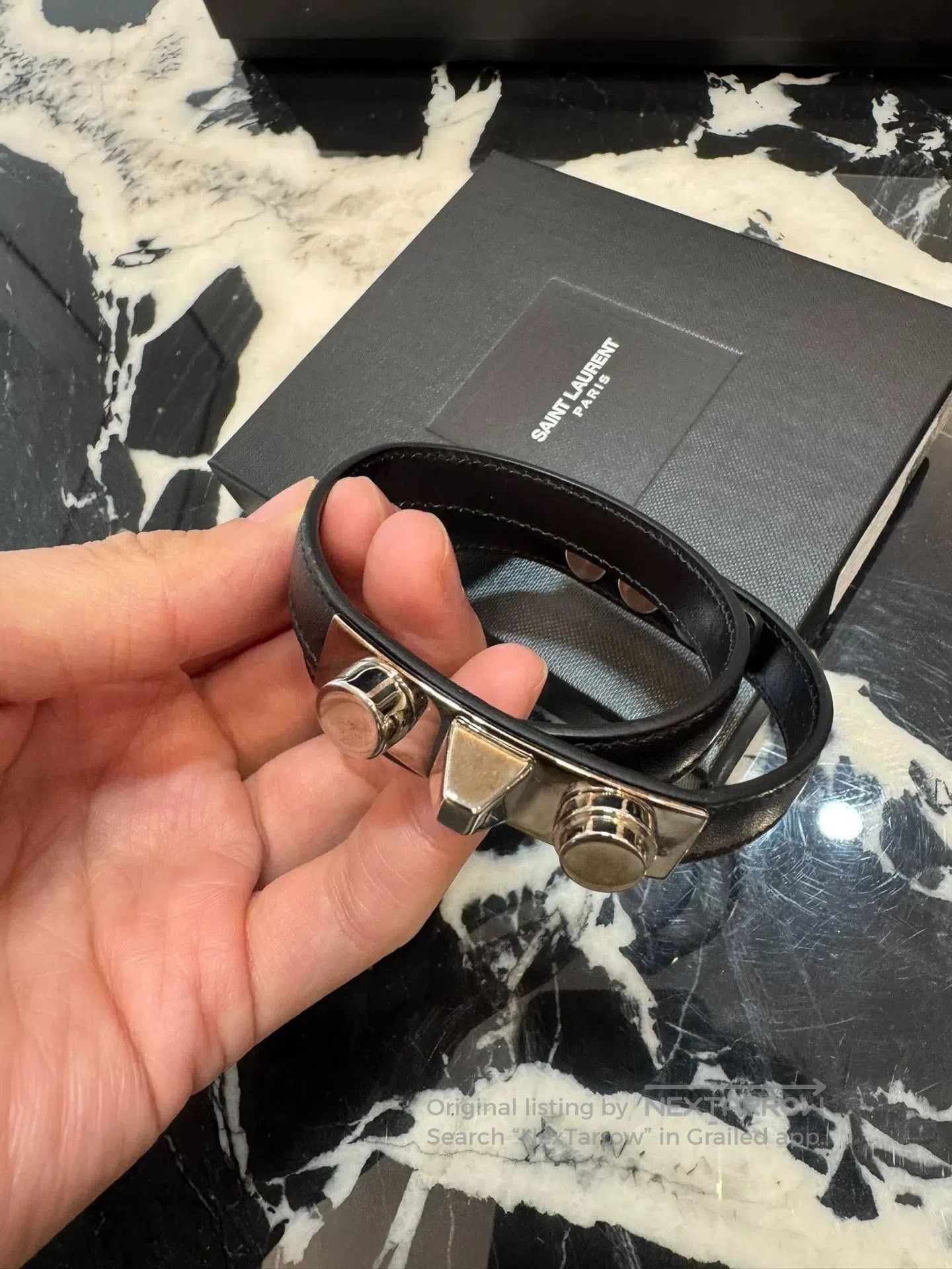 Saint Laurent Paris Saint Laurent Leather Bracelet. Size ONE SIZE - 4 Thumbnail