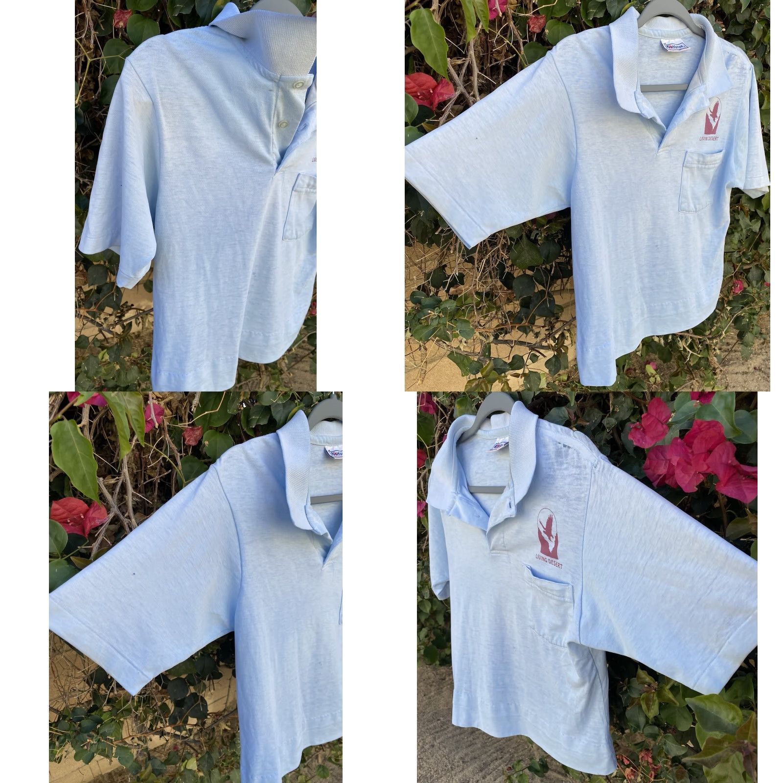 Hanes VINTAGE Hanes Pocket Polo Shirt Short Sleeve Blue 1980s Size M Distressed Thrashed Unisex Mens Womens Boys Girls Size US M / EU 48-50 / 2 - 8 Thumbnail