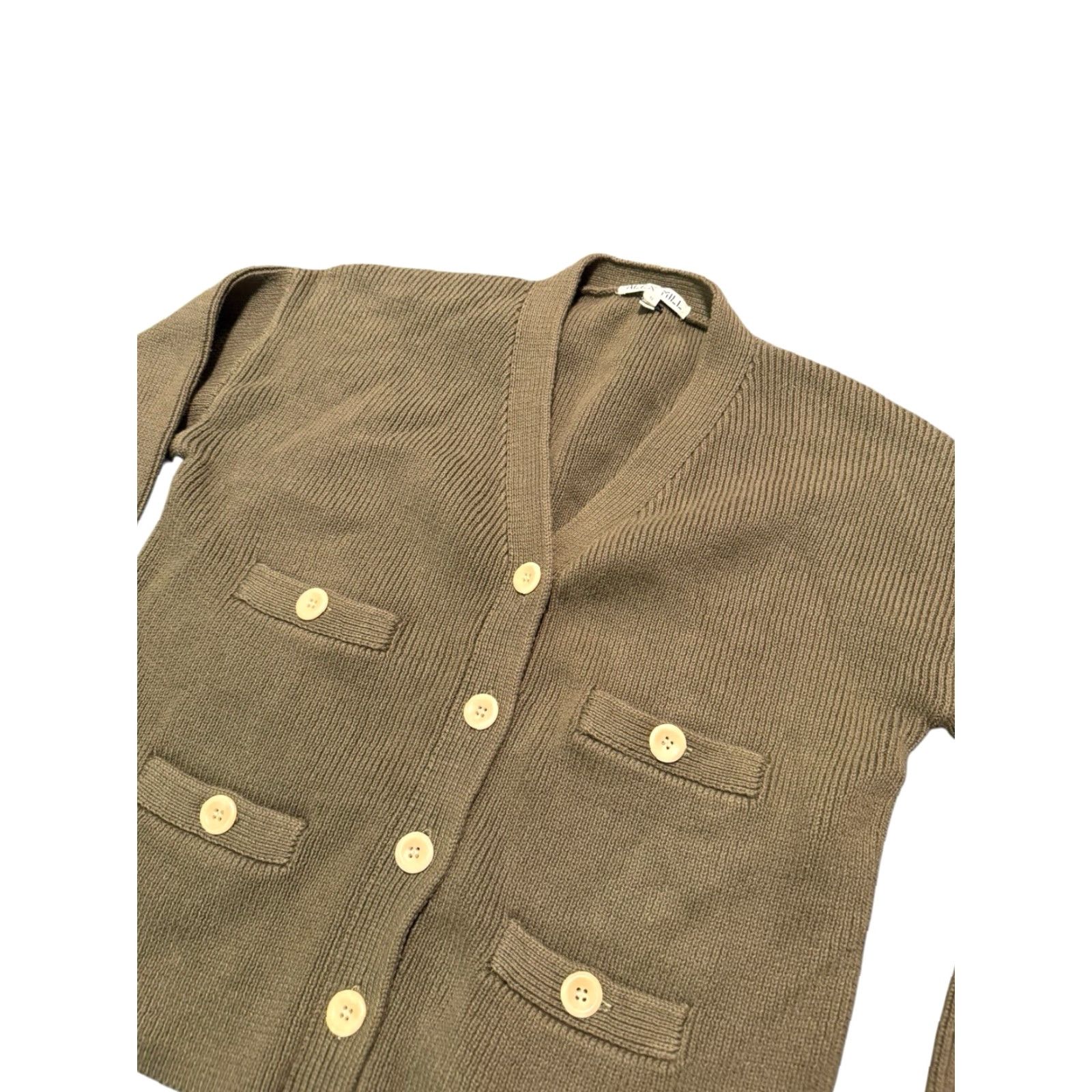 Alex Mill Alex Mill Greene St Cardigan Womens S Olive Green 100% Cotton 4 Pocket Knit Sweater Cardigan Size S / US 4 / IT 40 - 3 Thumbnail