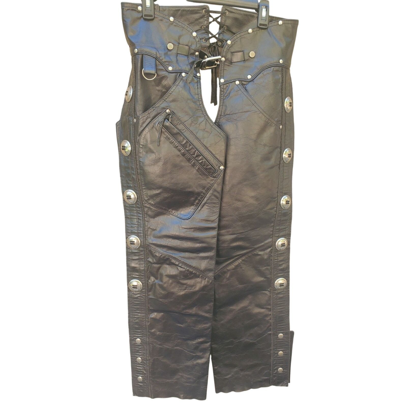 Harley Davidson Harley Davidson Chaps Womens leather S black Snap Motorcycle Size 26" / US 2 / IT 38 - 1 Thumbnail