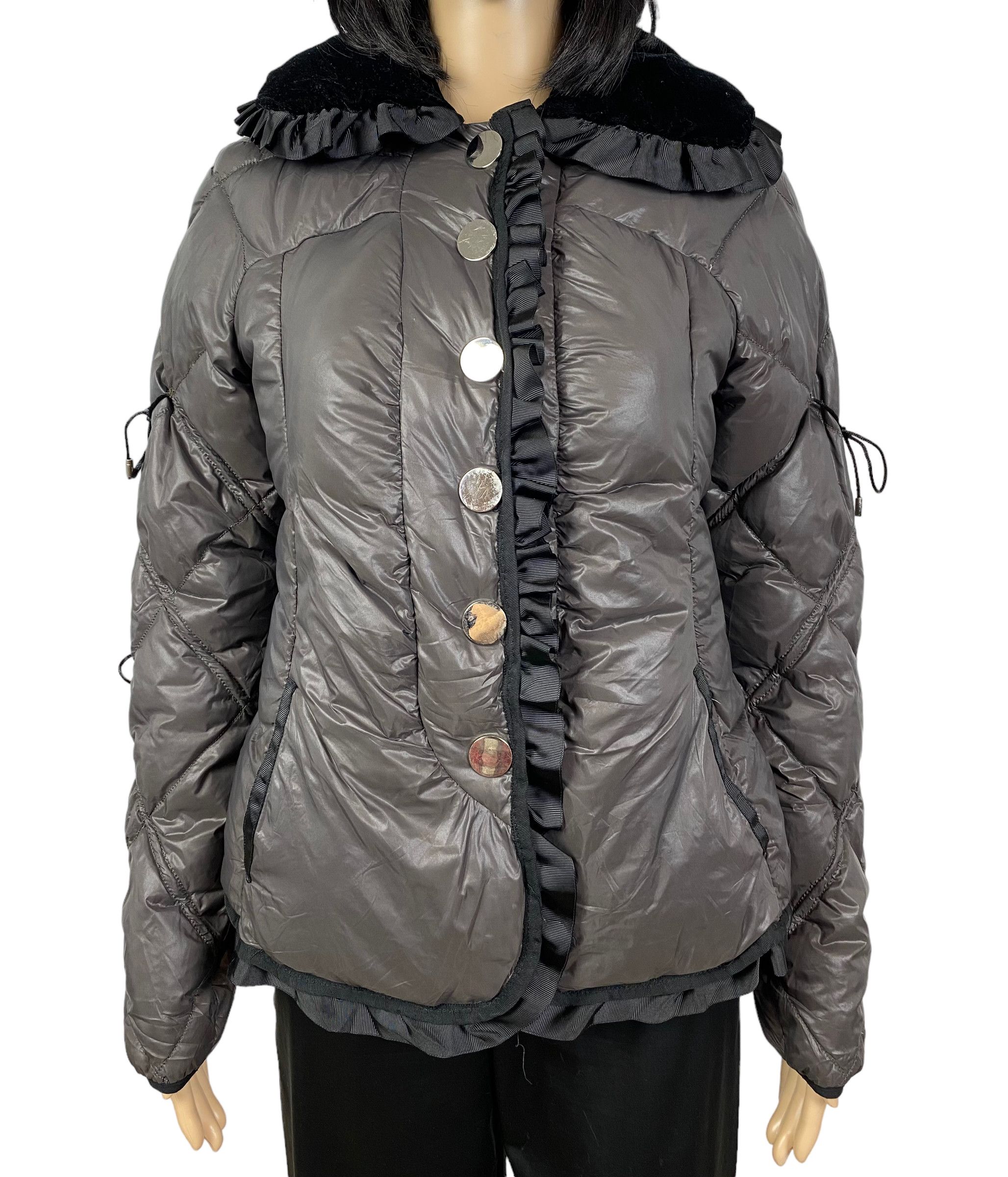 Designer Guxy Qulted Collared Ribbed Down Jacket womens size XS Size XS / US 0-2 / IT 36-38 - 9 Thumbnail