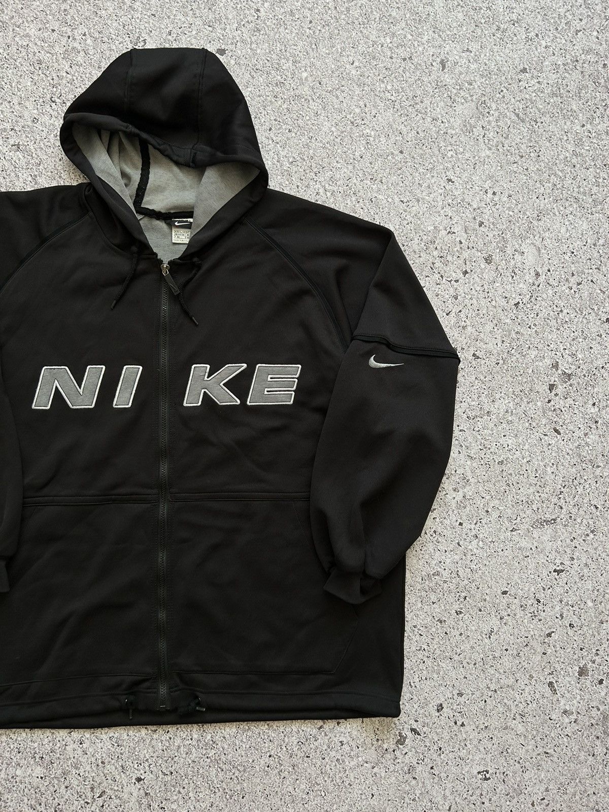 Nike × Vintage Vintage 80s/90s Nike Swoosh Big Logo Zip Hoodie Y2K Hype Size US XL / EU 56 / 4 - 3 Thumbnail