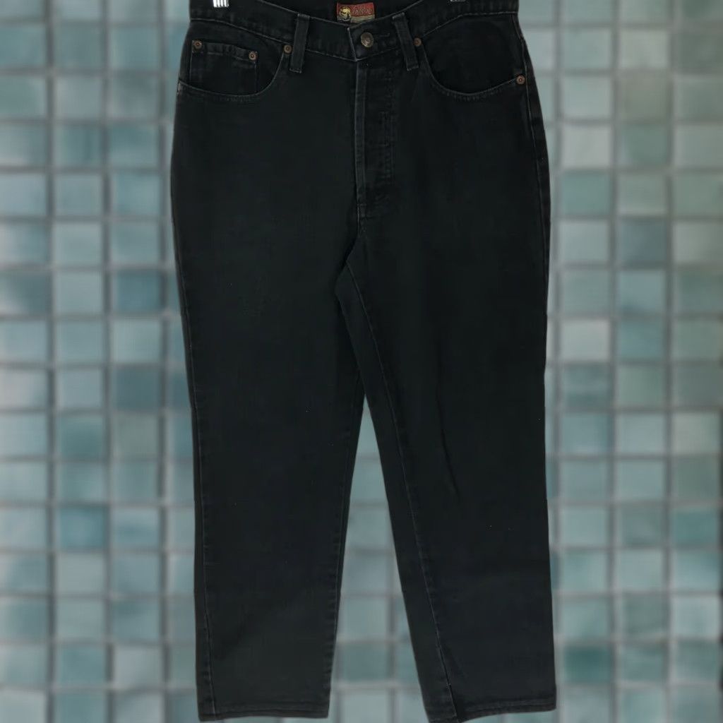 Denime VINTAGE Bulldog Women's Dark Wash Denim Jeans Size 7/8 Straight High Rise Blue 5-Pocket Casual Regular Fit Size 28" / US 6 / IT 42 - 1 Thumbnail