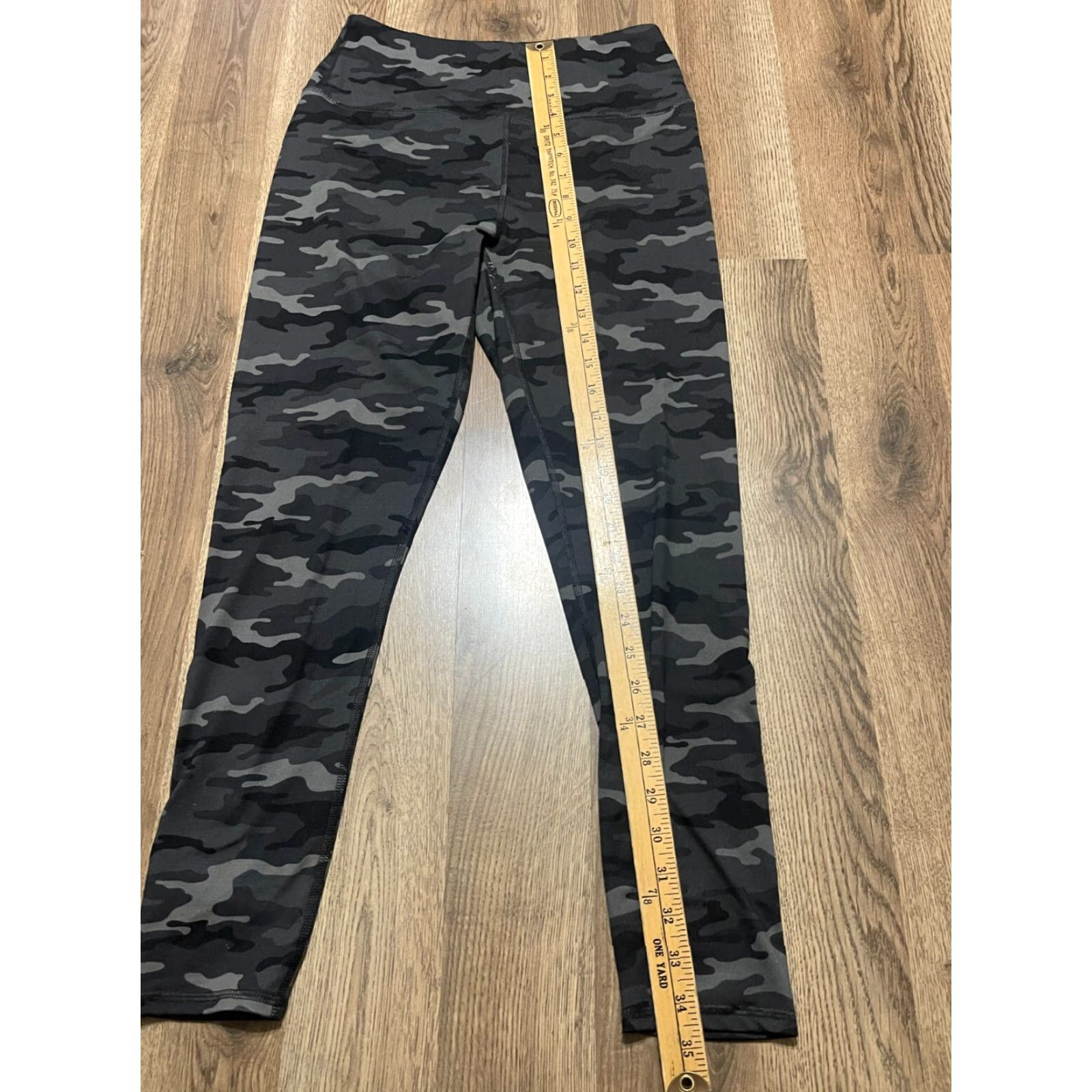 Vintage Maurices Pants Women's Medium Black Camouflage Leggings Pull On Size 32" / US 10 / IT 46 - 5 Thumbnail