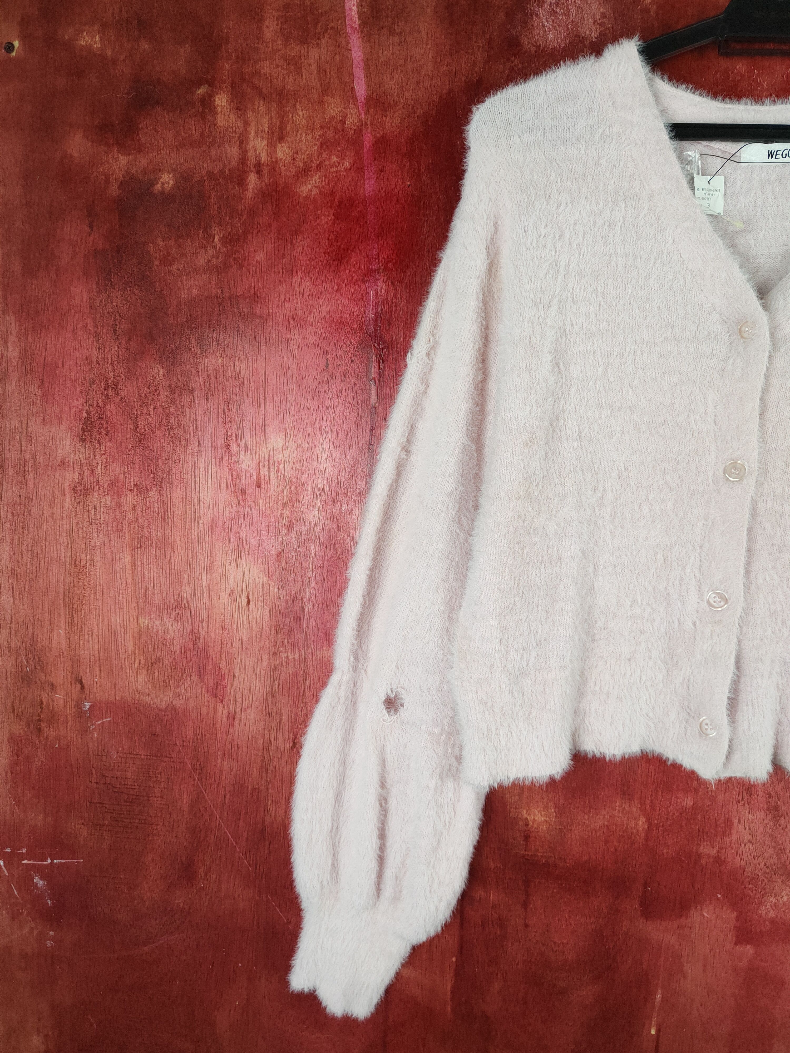 Vintage Vintage 💥 Wego Light Pink Fur Mohair Knitwear Cardigan Size M / US 6-8 / IT 42-44 - 3 Thumbnail