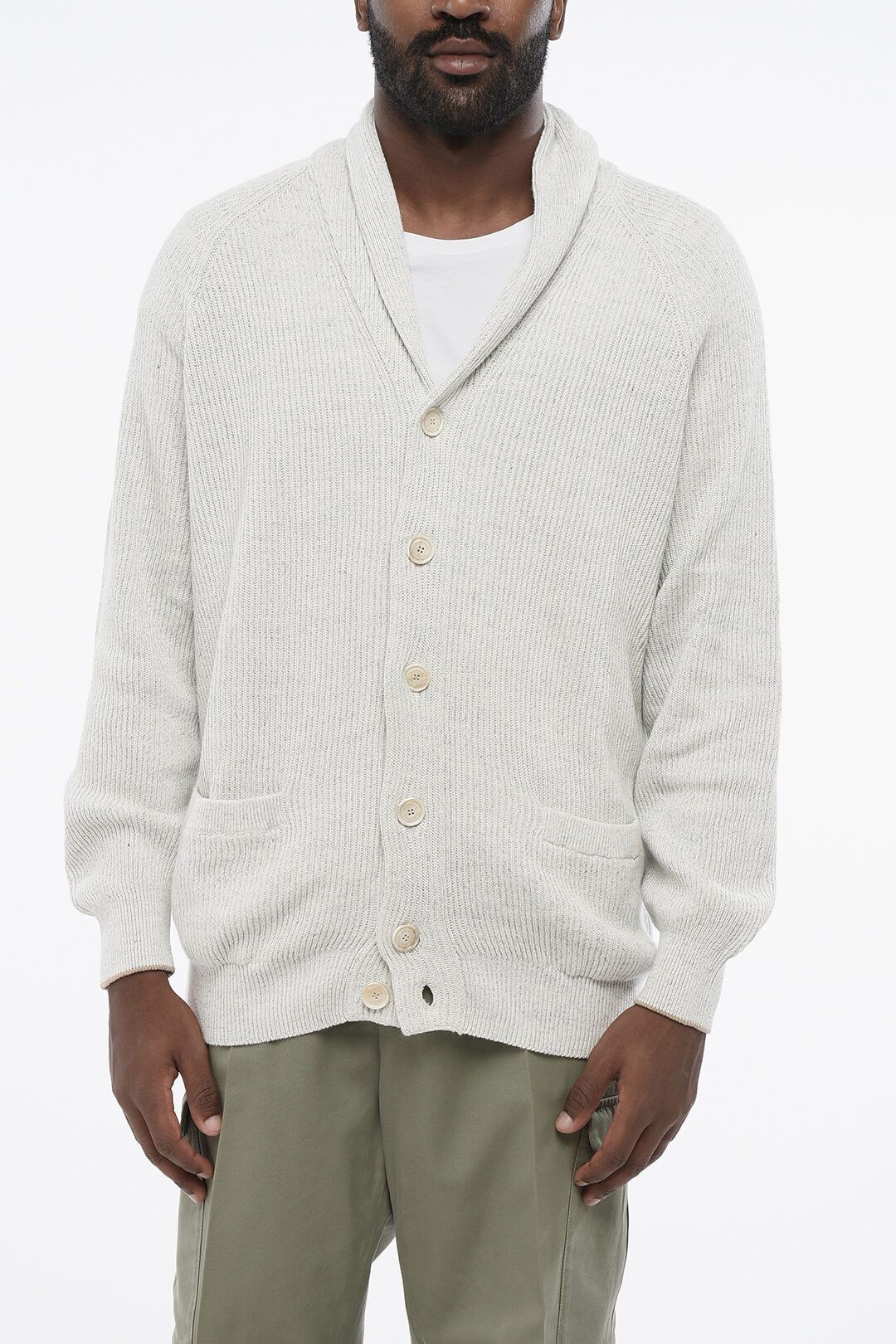 Brunello Cucinelli og1mm0725 Linen Blend Cardigan in Grey Size US XL / EU 56 / 4 - 1 Thumbnail