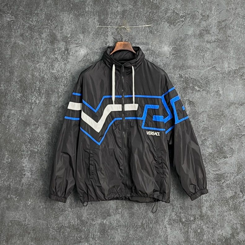 Versace Versace Logo back pattern stand-up collar jacket Size US XL / EU 56 / 4 - 1 Thumbnail