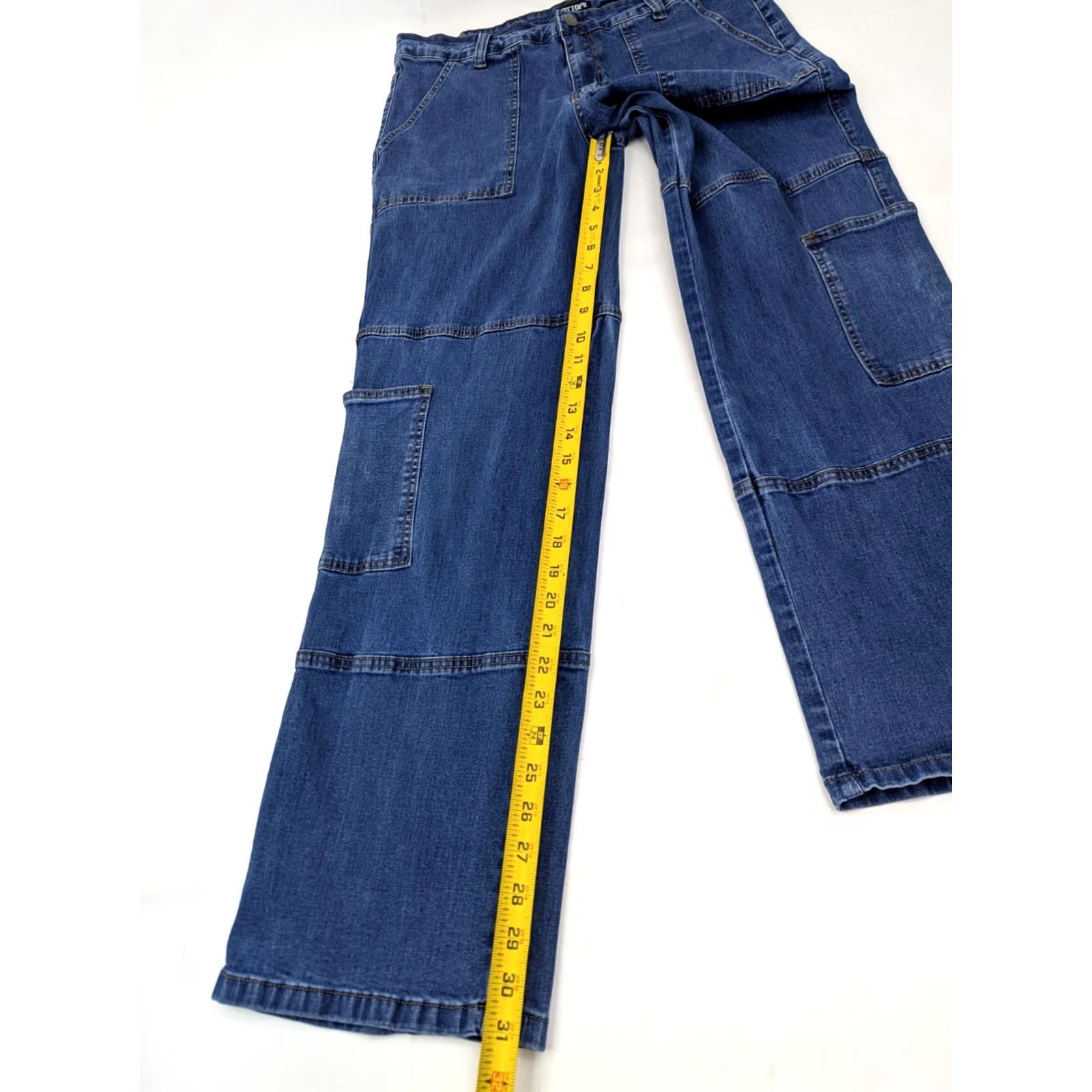Hot Topic Hot Topic Jeans Women 32x32 Hi-Rise Denim Cargo Pants 90s Retro Y2K Blue Dark Vintage Regular 32 Inseam 31" Wide-Leg Denim Pants Size 24" / US 00 / IT 34 - 3 Thumbnail