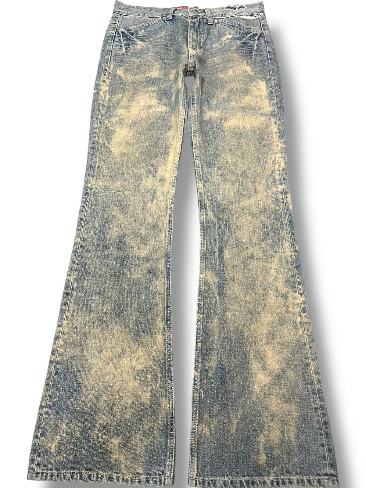 Japanese Brand Vintage Sweet Camel Flare Bootcut Mudwash Buckle Belt Denim Size US 29 - 1 Thumbnail