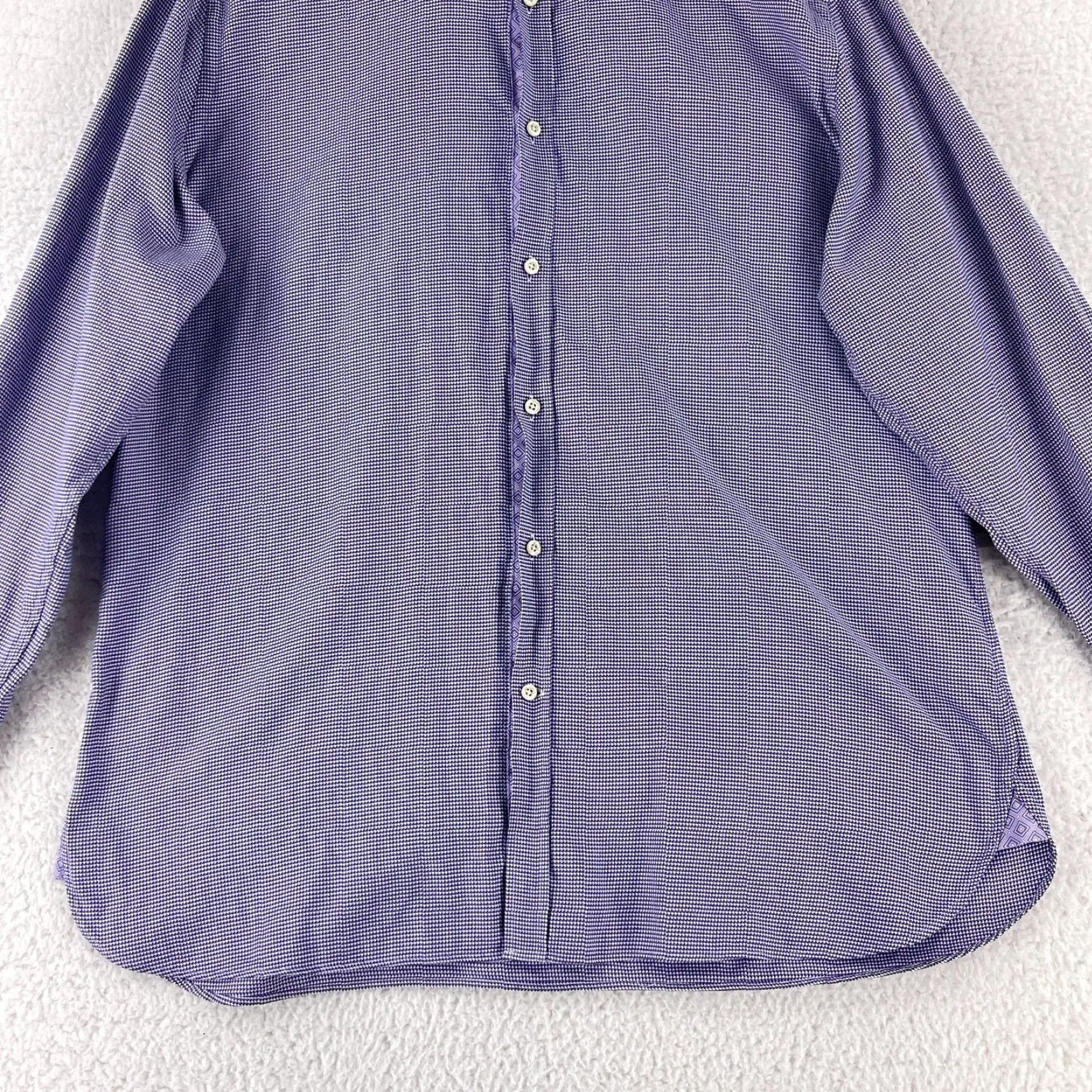 Ted Baker Ted Baker Purple Button-Up Endurance Geo Print Dress Shirt Mens Long Sleeve XL Size 46R - 5 Thumbnail