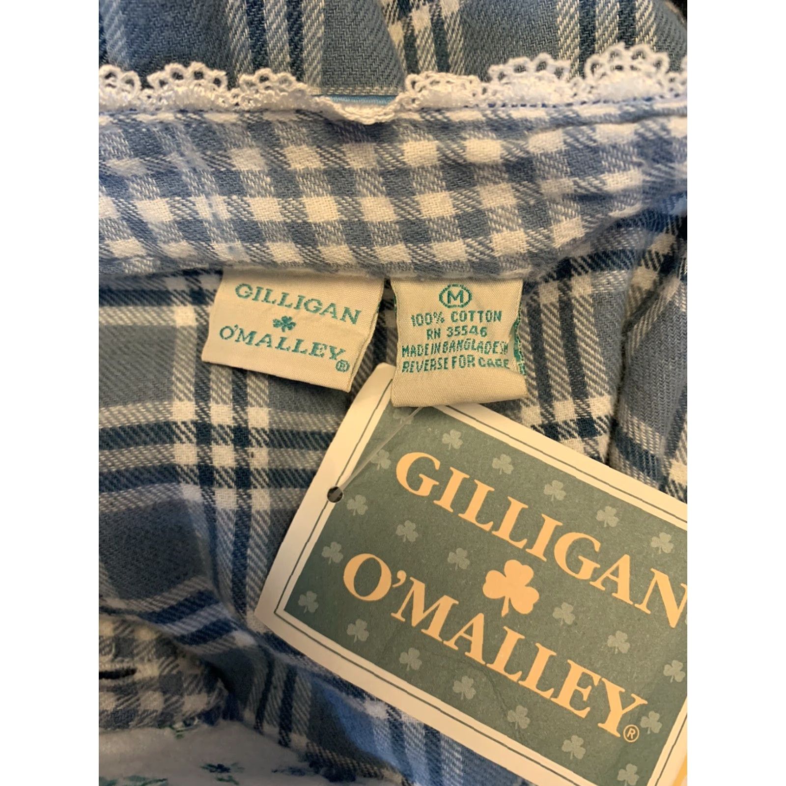 Vintage Vtg Cotton Flannel Plaid Nightshirt Nightgown M Prairie Modest Made USA Gilligan O'Malley Blue 44 Chest M Regular Womens? Mens? Size M / US 6-8 / IT 42-44 - 7 Thumbnail