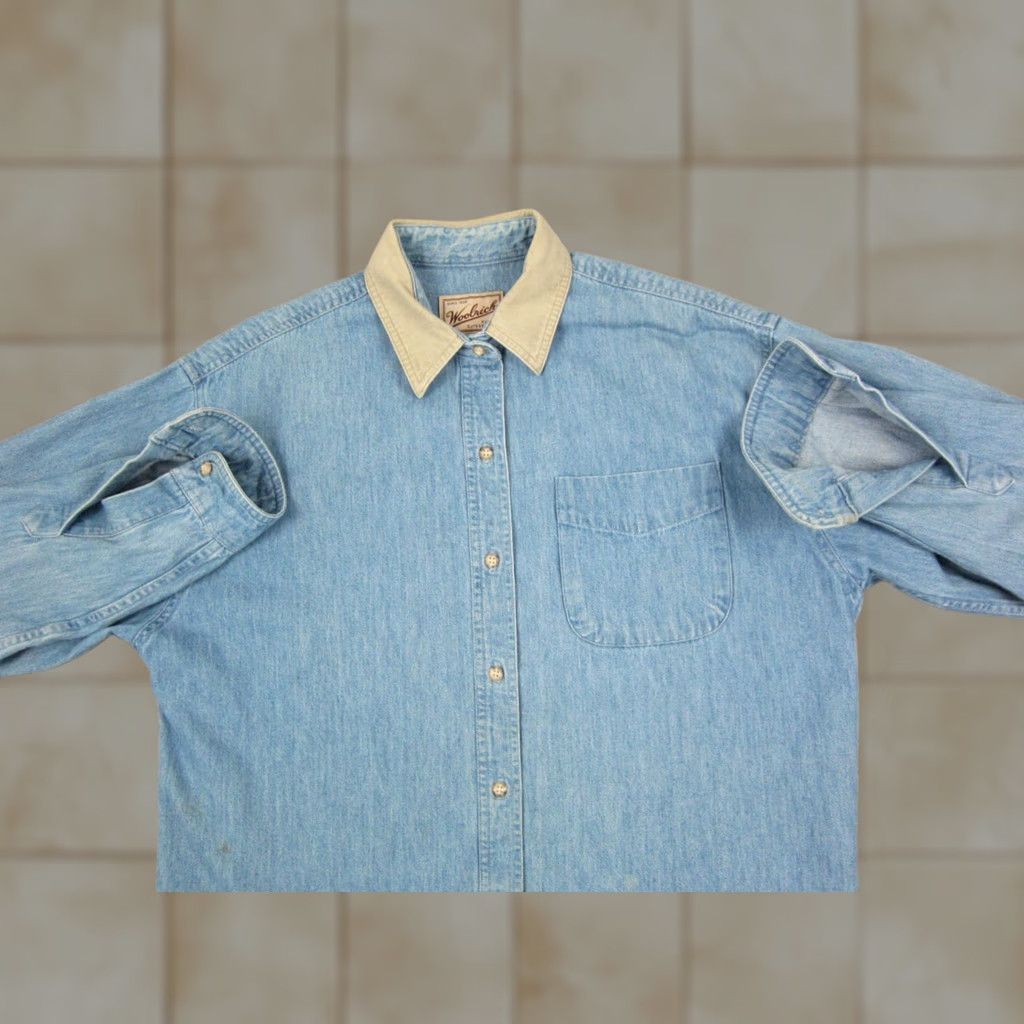Vintage Woolrich Shirt Womens M Button-Up Denim Blue 90s Vintage Casual Workwear Pockets Regular Fit JS9 Size M / US 6-8 / IT 42-44 - 1 Thumbnail