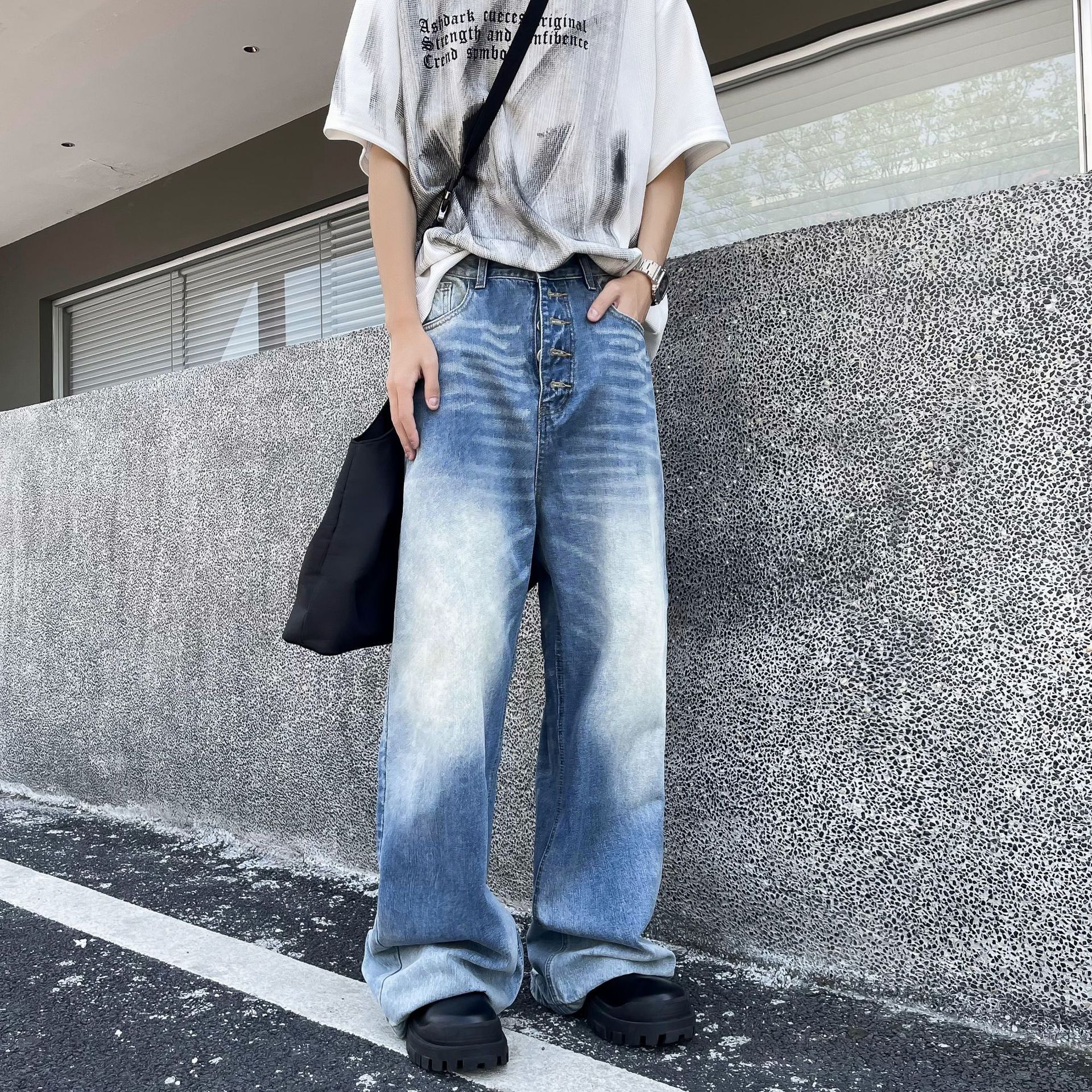 Japanese Brand × Jean Retro casual loose straight leg wide leg jeans Size US 32 / EU 48 - 1 Thumbnail