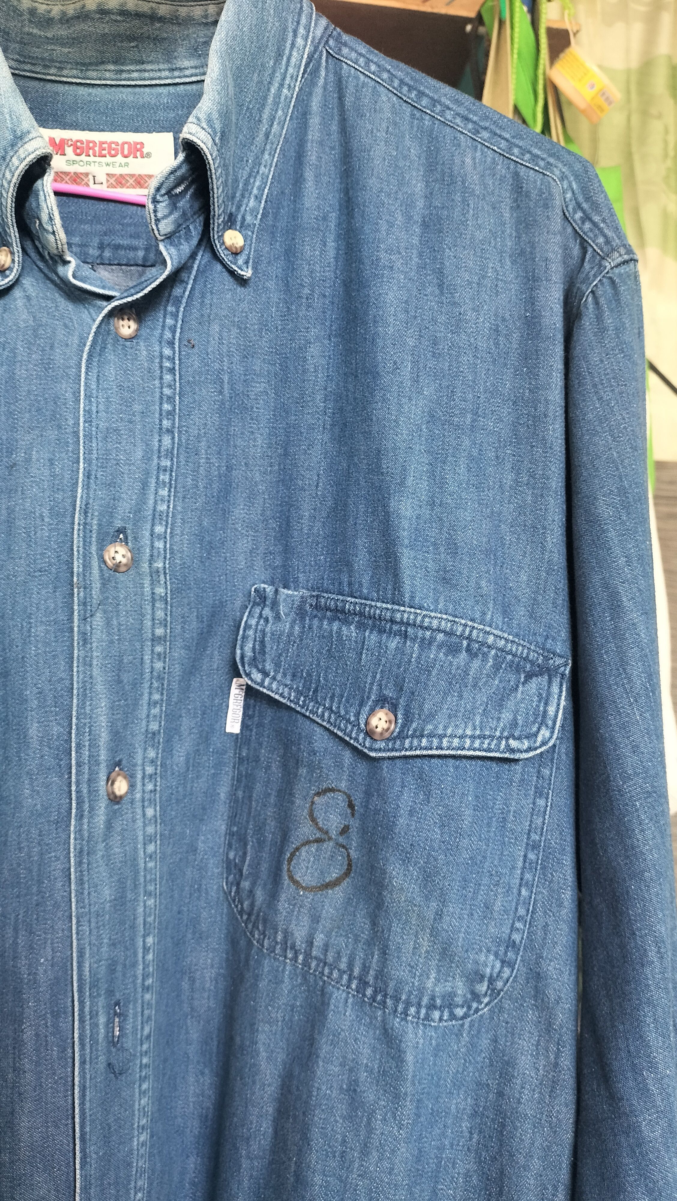 McGregor Vintage 90s Mc Gregor No 8 Sportswear Workwear Denim shirt Size US L / EU 52-54 / 3 - 3 Thumbnail