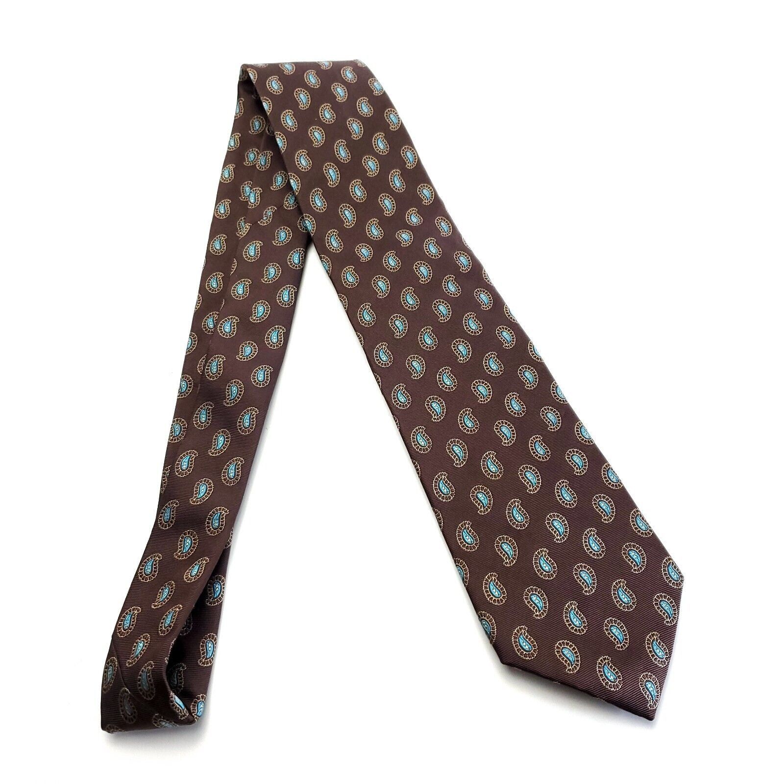 Paul Fredrick Paul Fredrick Brown Paisley Geometric Silk Tie Long Size ONE SIZE - 6 Thumbnail