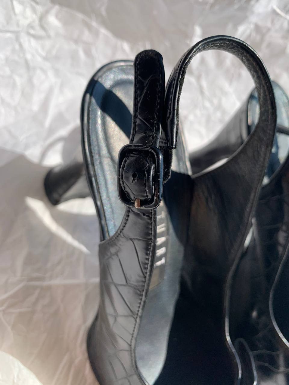 Stuart Weitzman × Vintage Stuart Weitzman vintage black leather slingback sandals Size US 7.5 / IT 37.5 - 7 Thumbnail