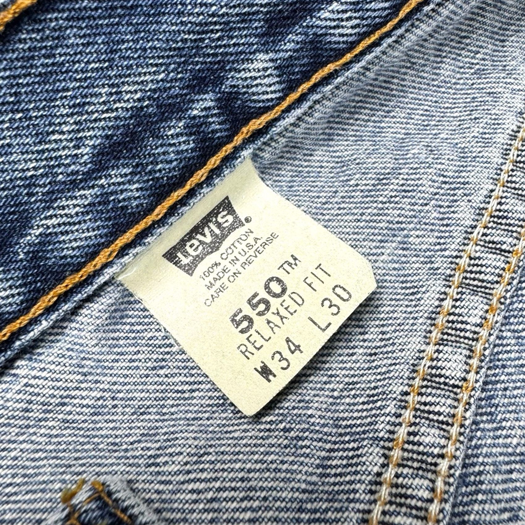 Levi's VINTAGE Levi's 550 Jeans 34x30 Relaxed Pleated Denim 90s USA Mens Pants Regular Inseam 30" Blue High Quality Pattern: Solid Size US 34 / EU 50 - 2 Thumbnail