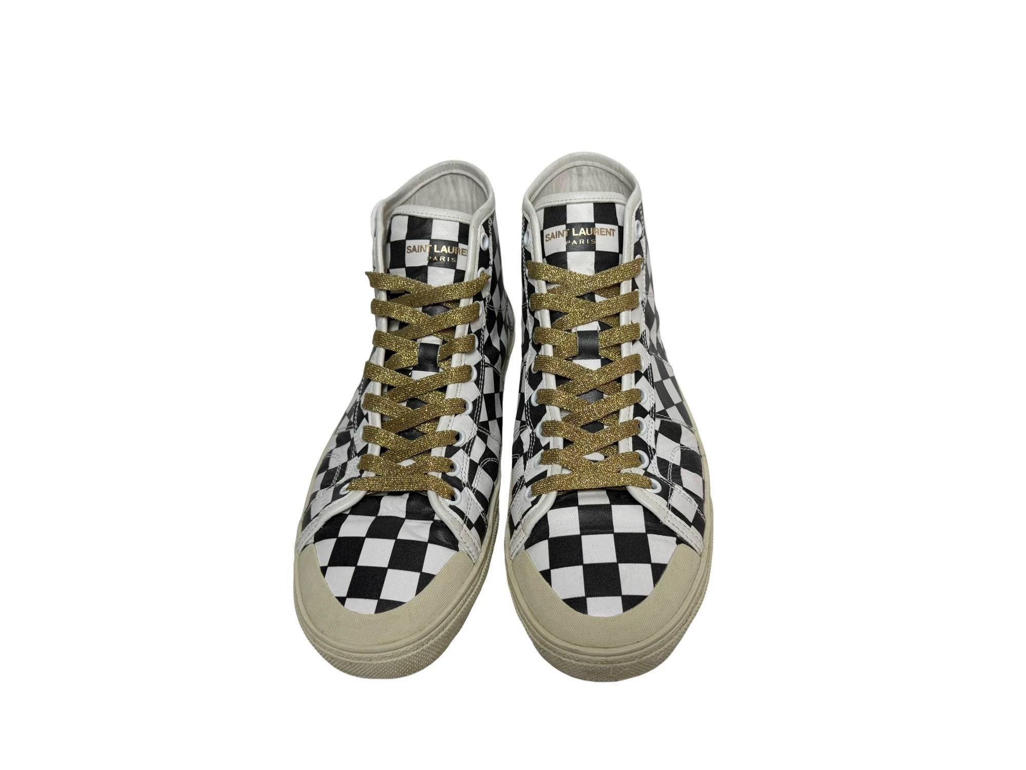 Saint Laurent Paris SLP SS16 SL/37M Checkerboard High-Top Sneaker 42 Size US 9 / EU 42 - 5 Thumbnail