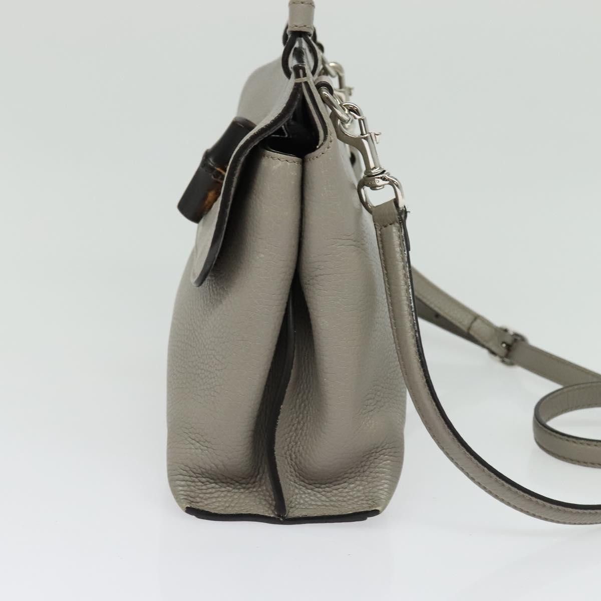 Gucci GUCCI Bamboo Daily Hand Bag Leather Gray Silver Size ONE SIZE - 4 Thumbnail