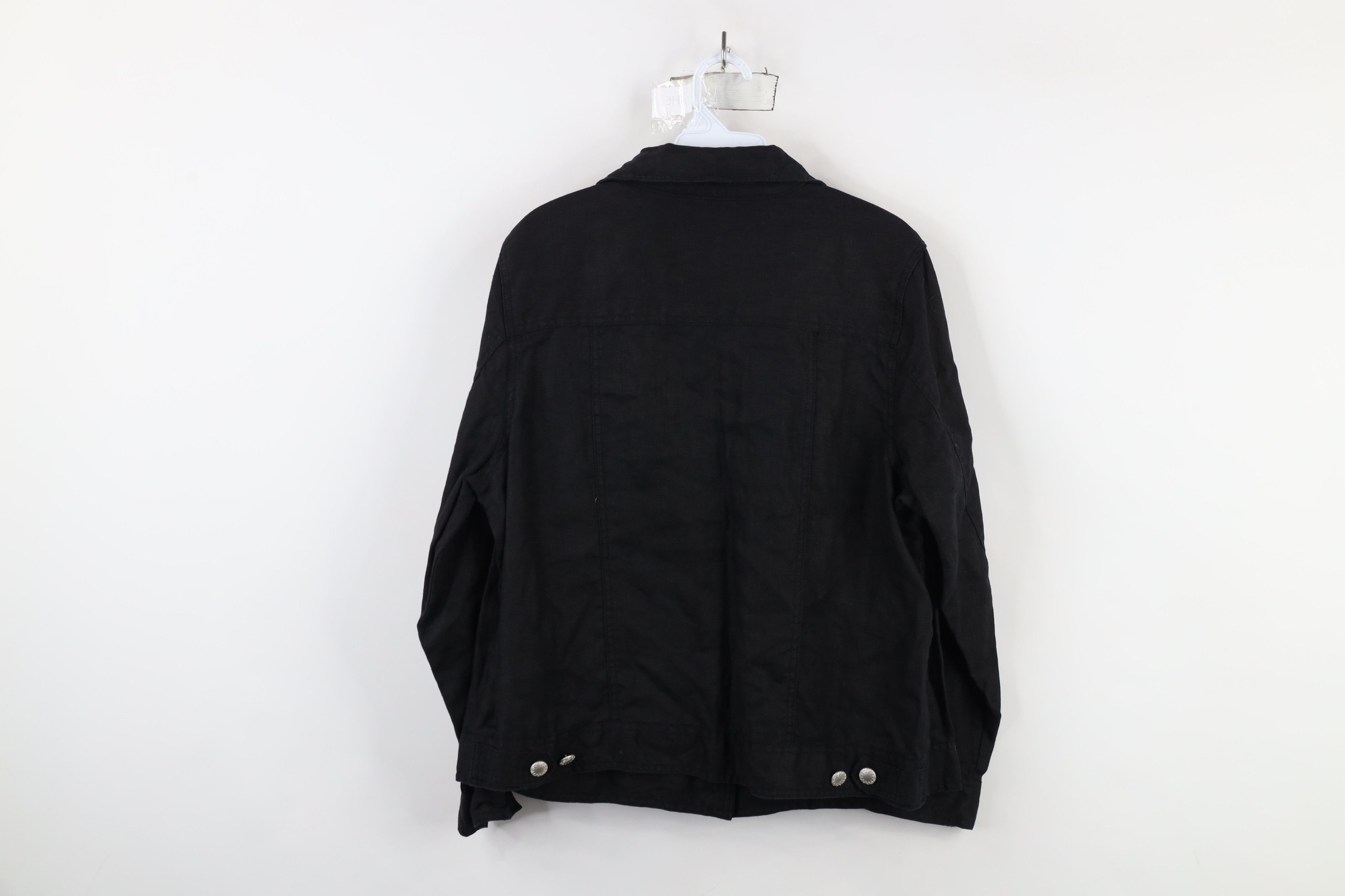 Vintage Lucy & Laurel Linen Full Button Trucker Jacket Black Size XL / US 12-14 / IT 48-50 - 13 Thumbnail