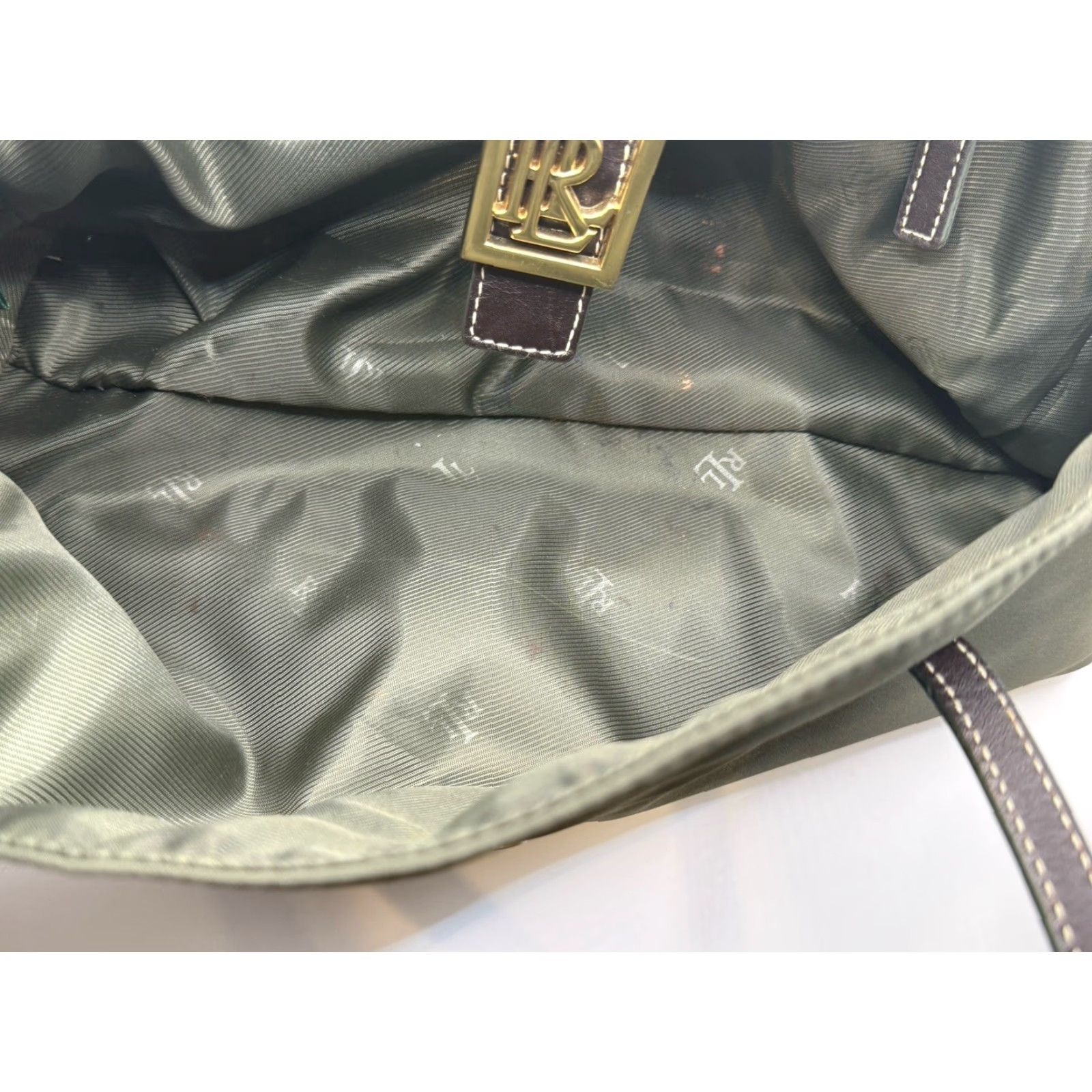 Ralph Lauren VINTAGE Lauren Ralph Lauren Tote Bag Women Medium Green Leather Nylon Casual Size ONE SIZE - 7 Thumbnail