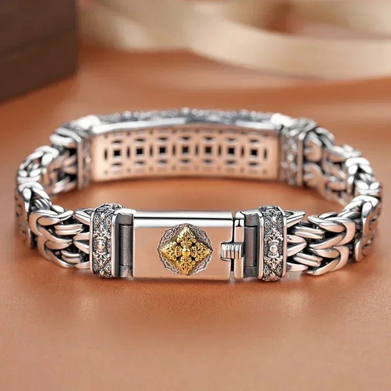 Vintage 20cm Chinese Style Retro Plain Pattern Chain Bracelet Size ONE SIZE - 2 Thumbnail