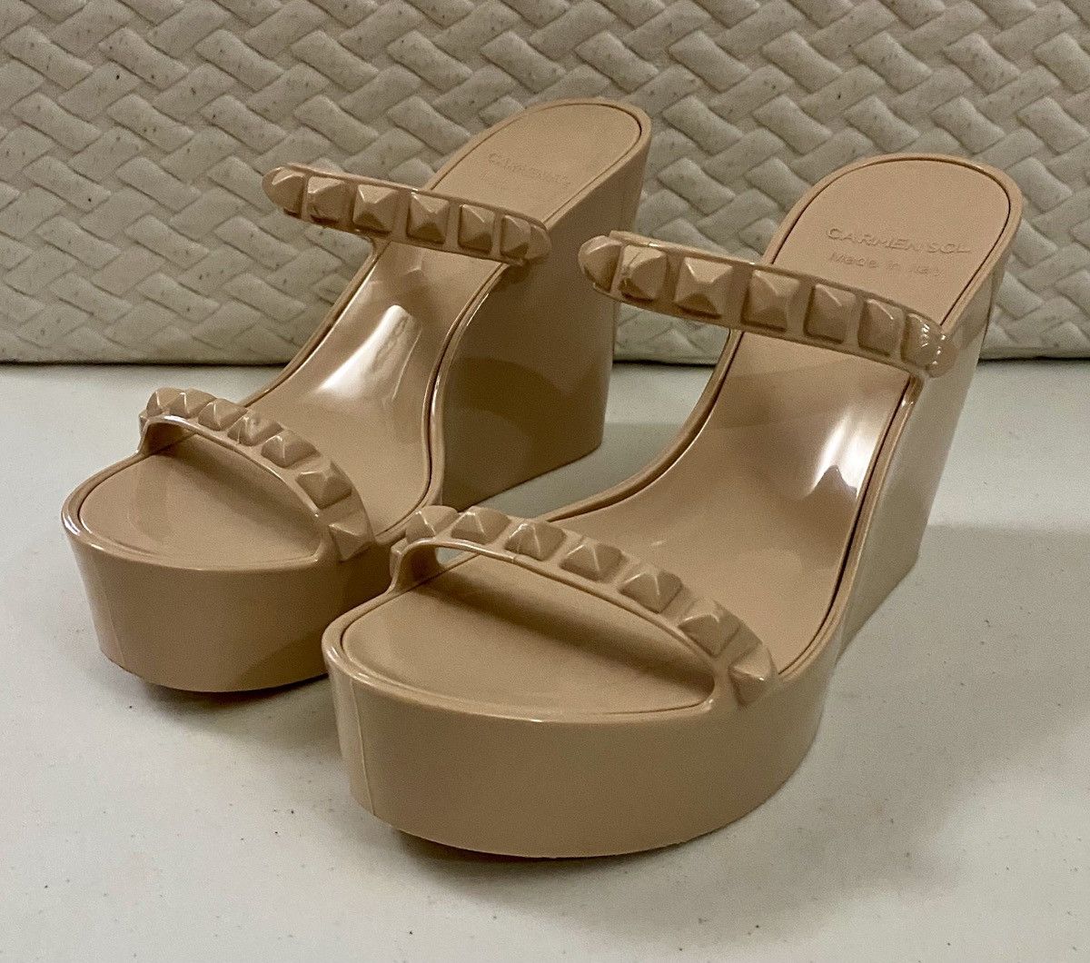 Other Carmen Sol 🇮🇹 Tonino Studded Jelly Wedge Sandals Nude 8 US Size US 8 / IT 38 - 1 Thumbnail