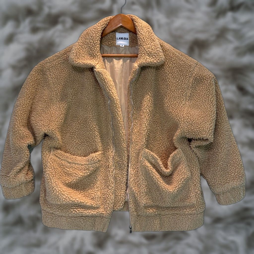 I.AM.GIA I.Am.GIA Jacket Womens Small Brown Sherpa Fleece Teddy Full Zip Oversized Casual Size S / US 4 / IT 40 - 1 Thumbnail