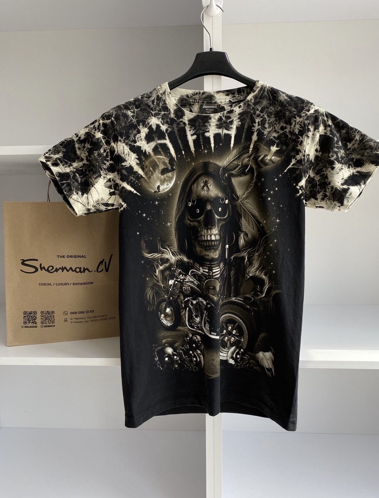 Japanese Brand × Vintage Vintage Skull Retro Punk Metal Goth Tie Dye Tee Size US S / EU 44-46 / 1 - 2 Thumbnail