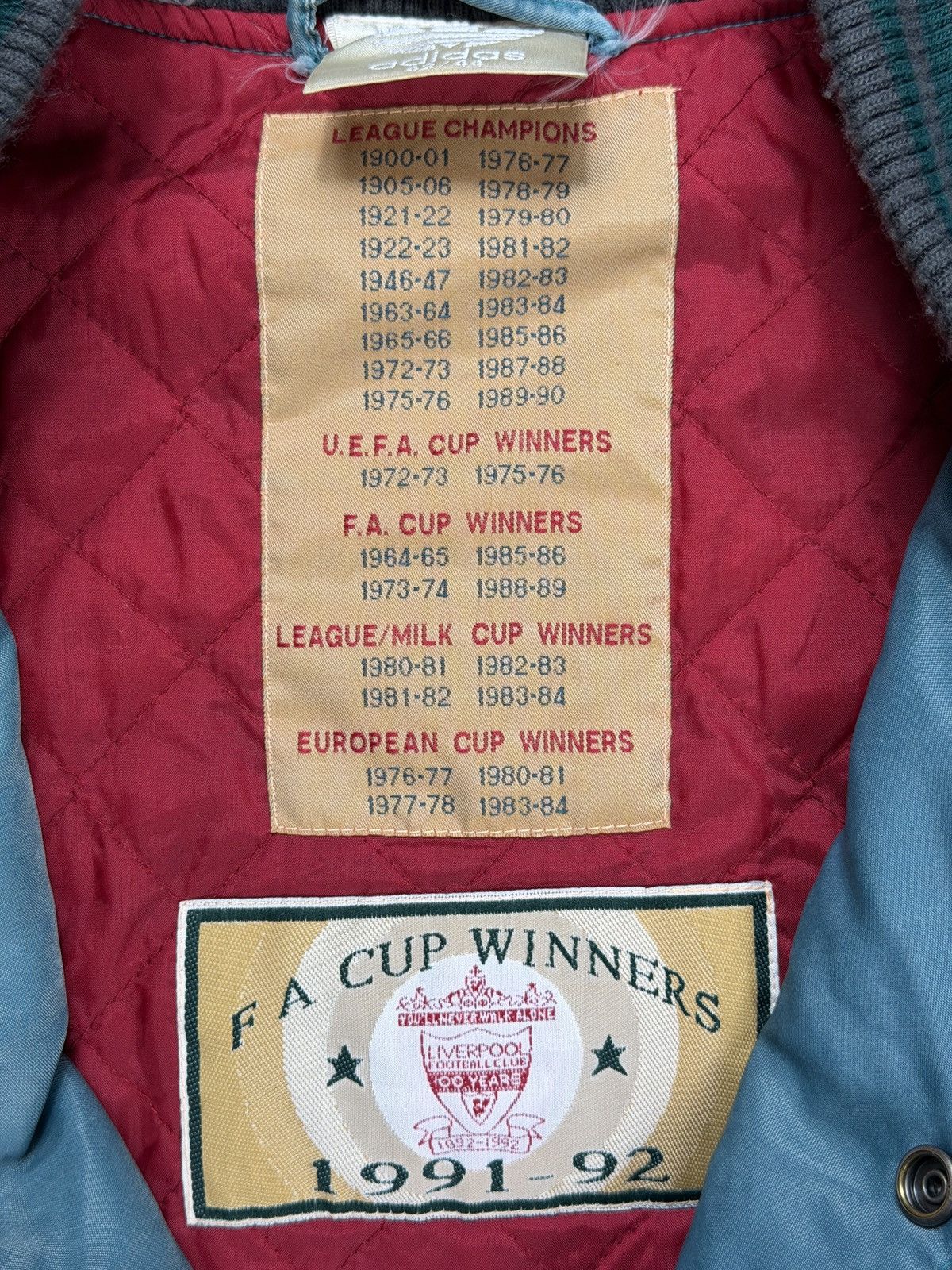 Adidas Liverpool 1992/93 Bomber Jacket Size US L / EU 52-54 / 3 - 5 Thumbnail