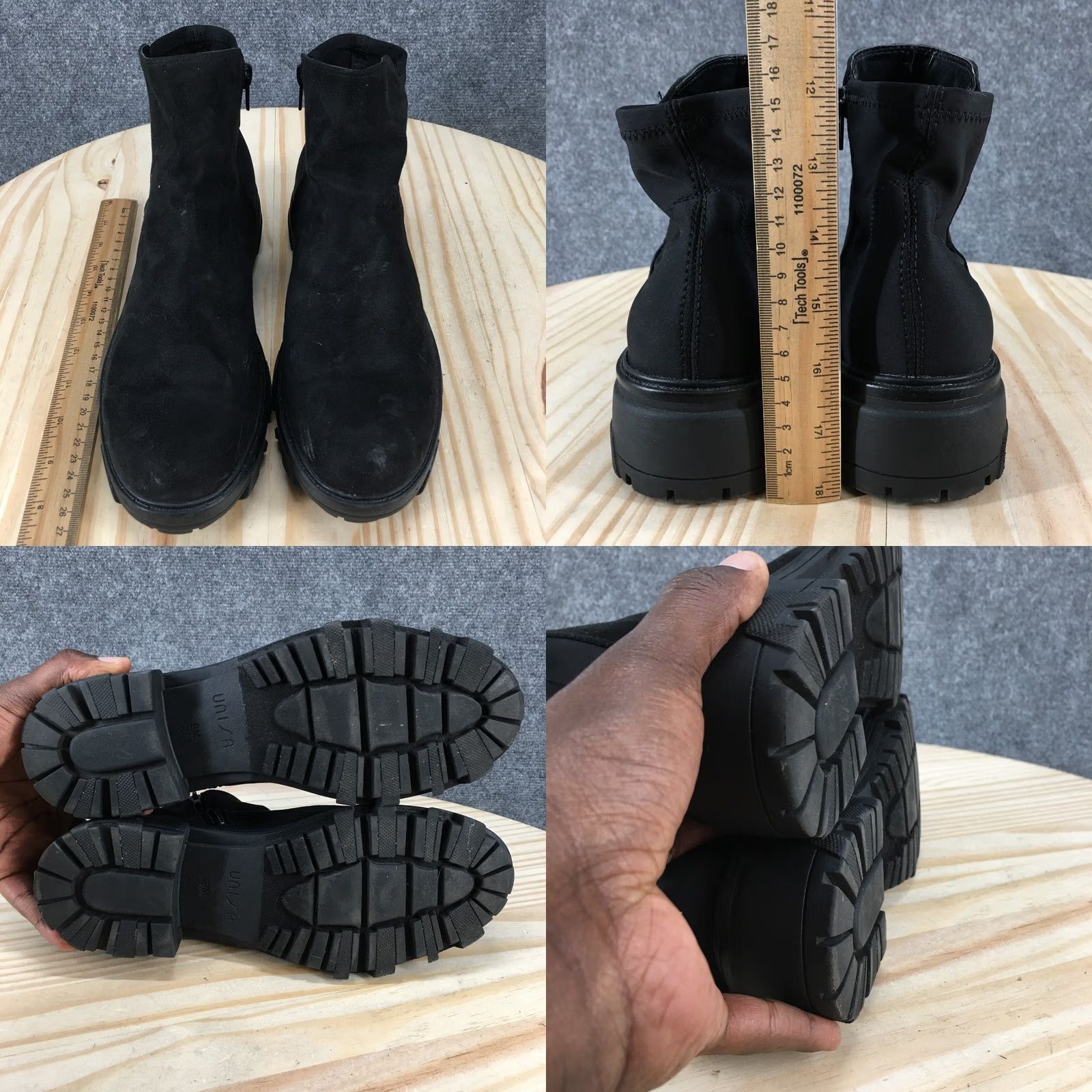 Vintage Unisa Boots Womens Wadi-M Ankle Booties Zipper Black Suede Casual Mid Heel 2" Size US 9 / IT 39 - 8 Thumbnail