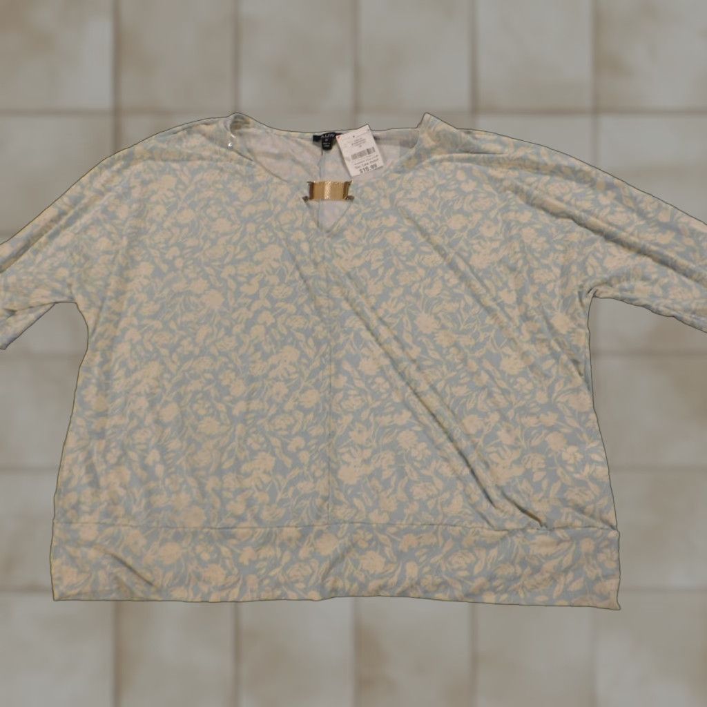 Vintage A.U.W. Womens Blouse 3X Plus Blue Floral Pullover Top Smooth Round Neck Sleeveless Casual Cotton Ruffle Vintage No Size XXL / US 16-18 / IT 52-54 - 1 Thumbnail