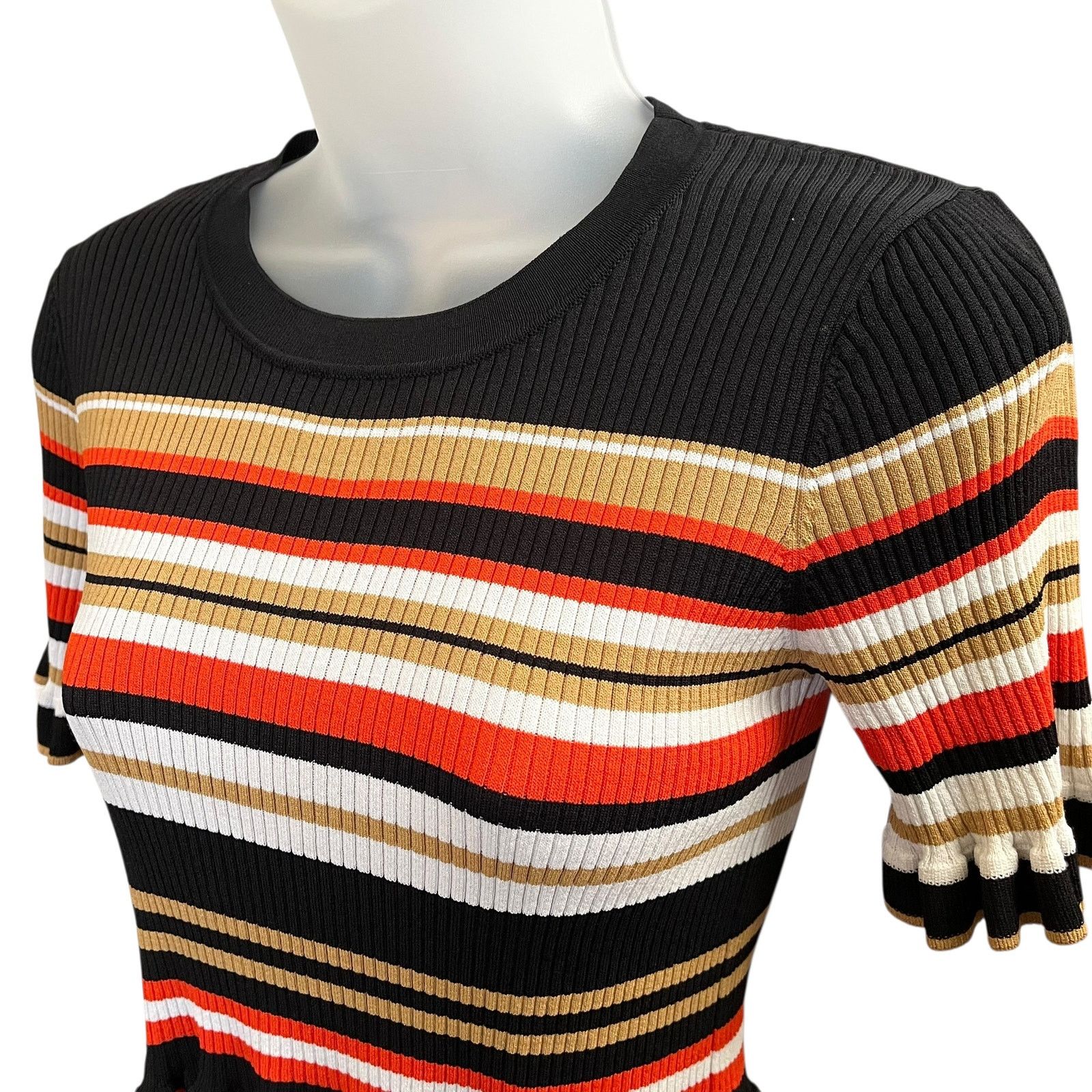 Cinq a Sept Cinq a Sept Milly Stripe Ribbed Peplum Short-Sleeve Sweater Size S / US 4 / IT 40 - 6 Thumbnail