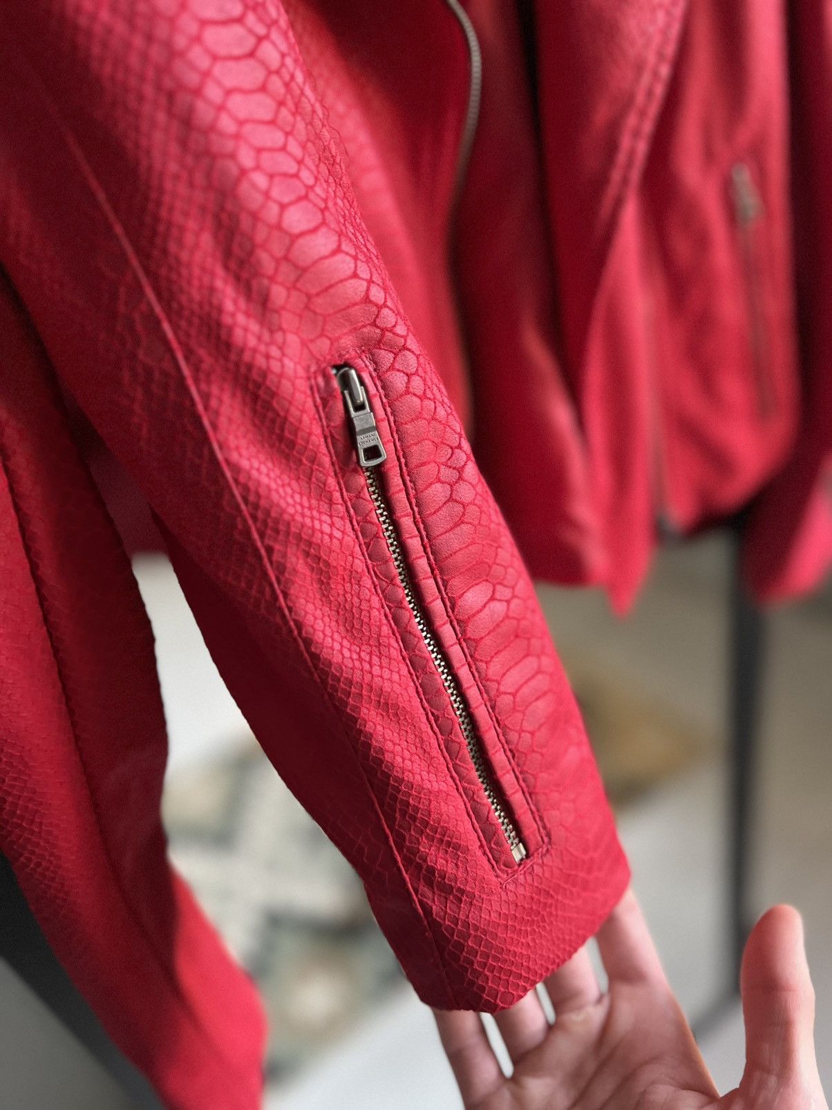 Armani Exchange Armani Exchange Faux Leather Avant Garde Red Jacket Size L / US 10 / IT 46 - 6 Thumbnail