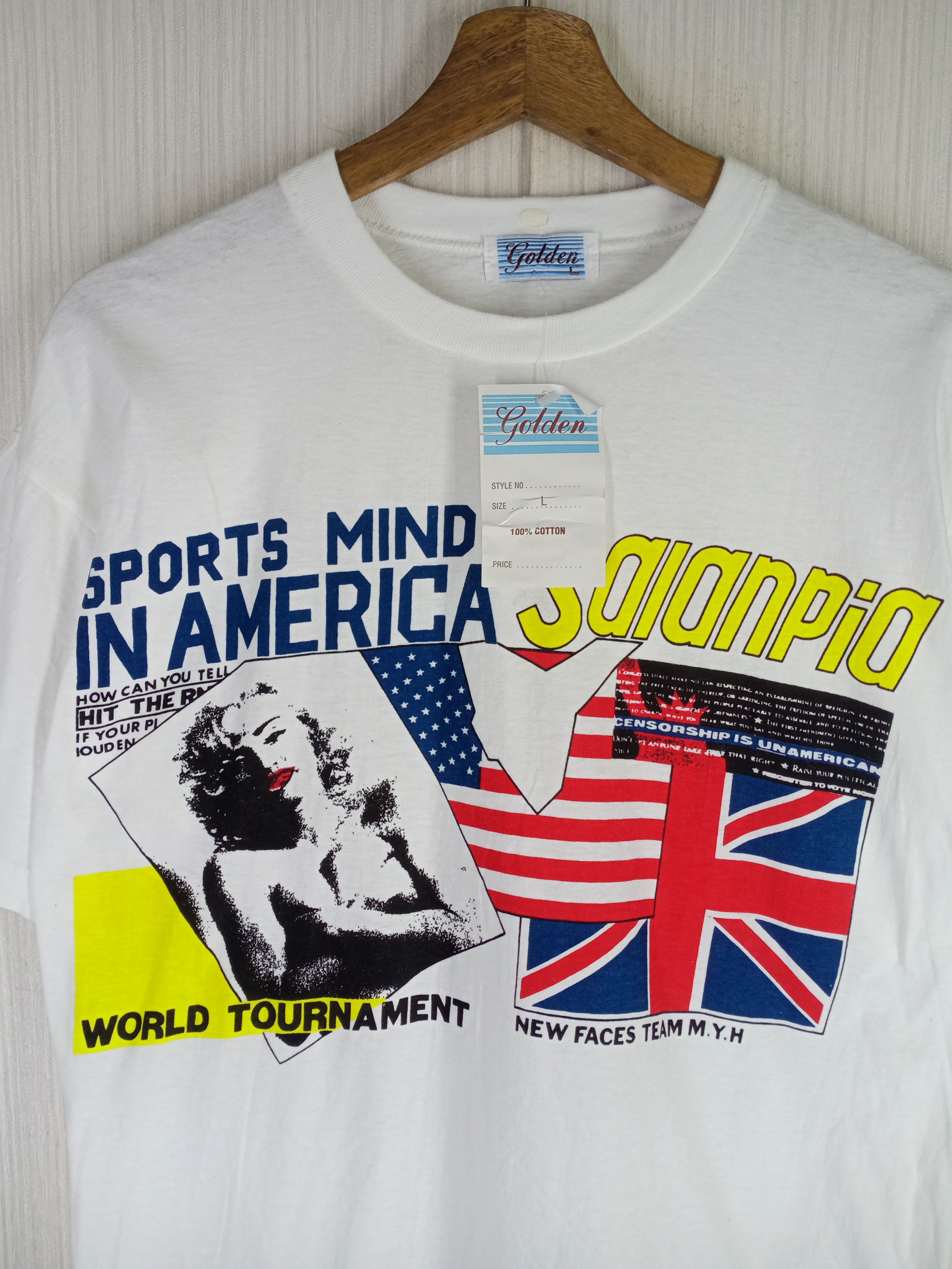 Band Tees Rare Vintage 90s MARILYN MONROE Sport Mind In America Tee Size US L / EU 52-54 / 3 - 1 Thumbnail