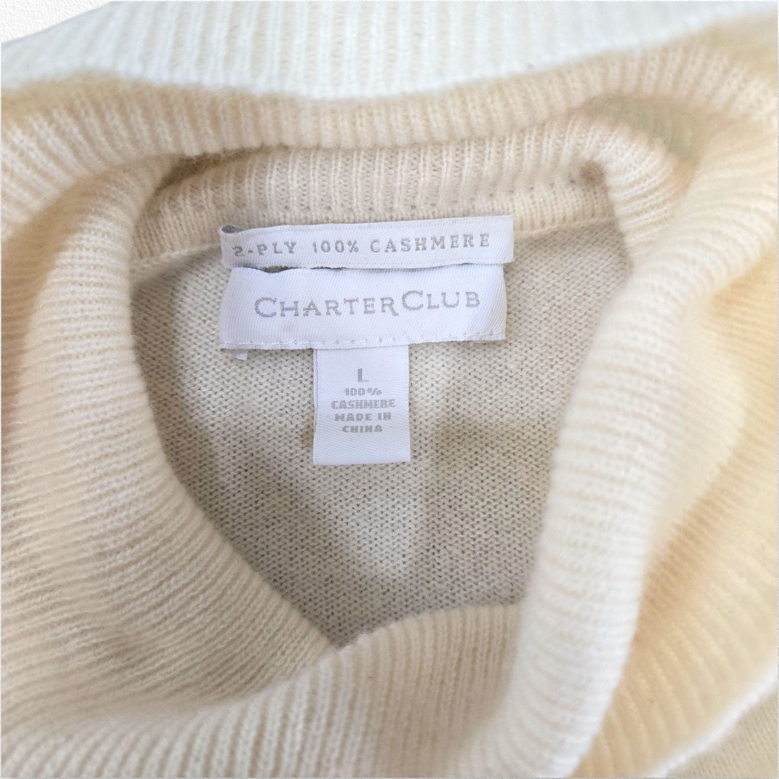 Vintage Y2K Ivory Cashmere Turtleneck Sweater Large Size L / US 10 / IT 46 - 11 Thumbnail