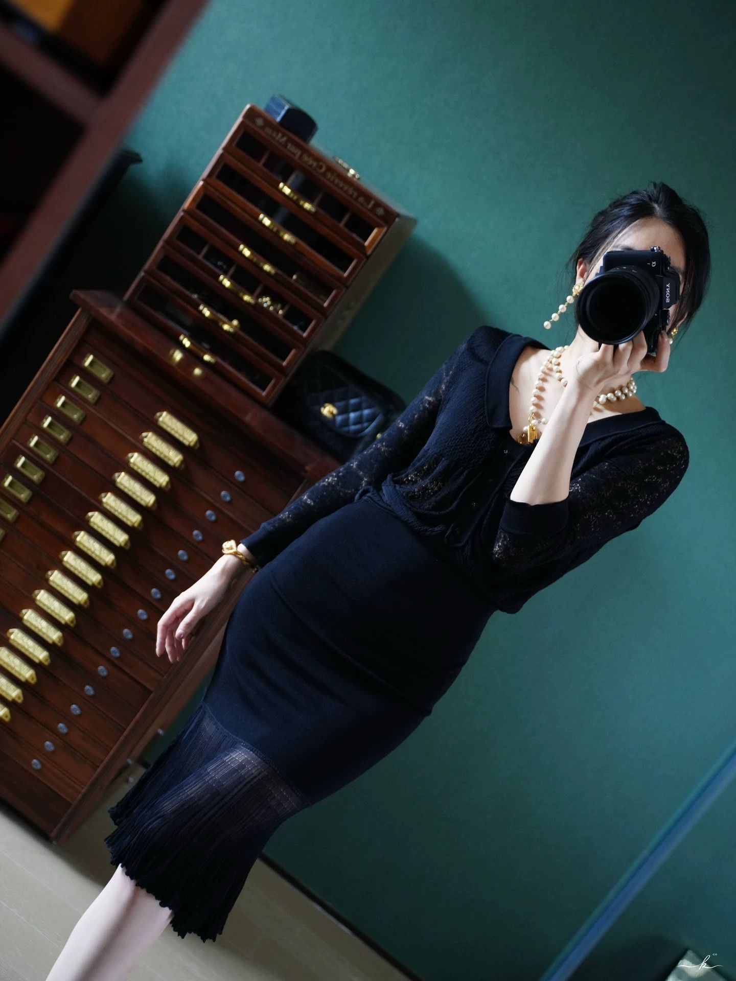 Chanel Chanel Vintage All Black Cowl Neck Bodycon Fishtail Dress Size S / US 4 / IT 40 - 8 Thumbnail