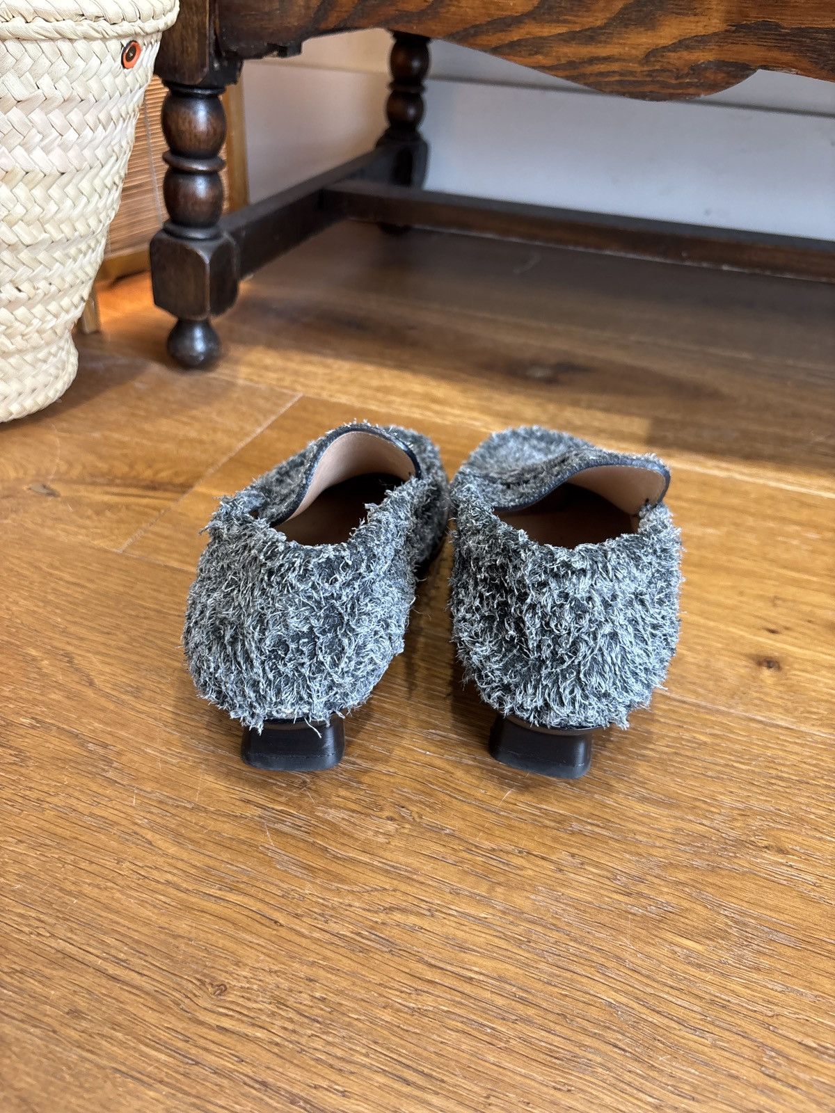 Loewe These are Loewe fuzzy grey leather-lined kitten heel loafers Size US 6 / IT 36 - 7 Thumbnail
