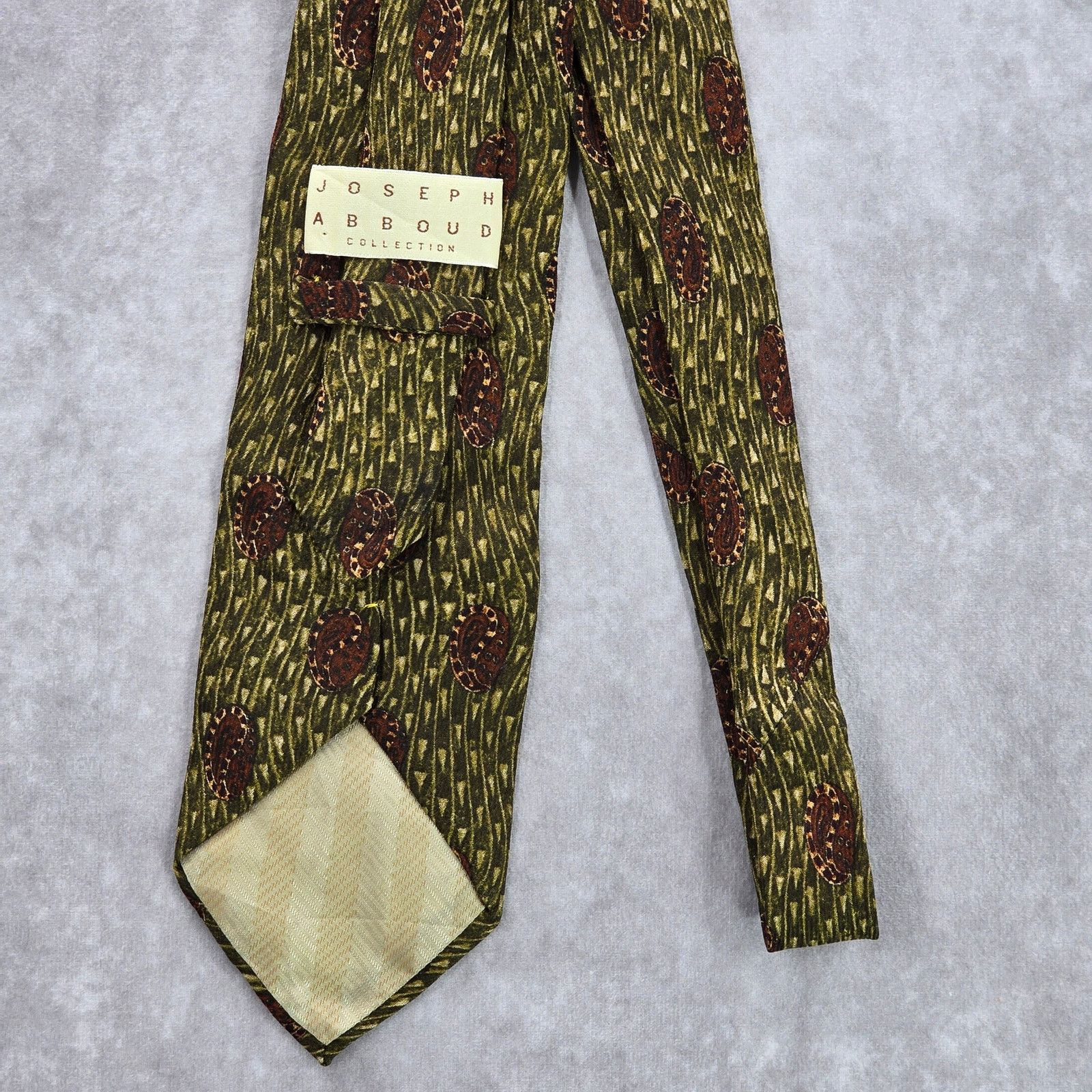 Joseph Abboud Joseph Abboud Green Brown Floral 100% Silk Men's Neck Tie Size 30 - 3 Thumbnail